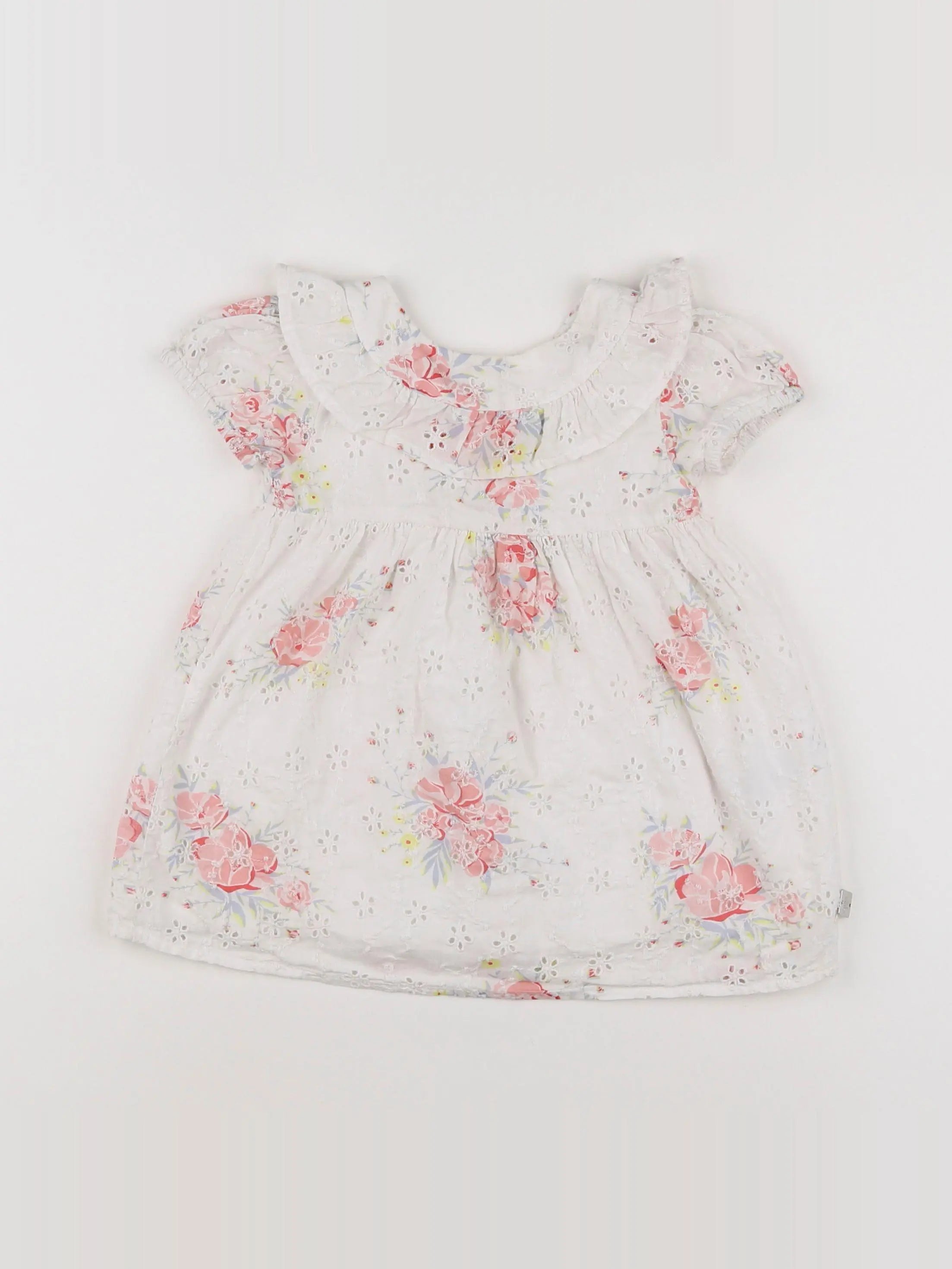 Carrément Beau - robe blanc, rose - 12 mois