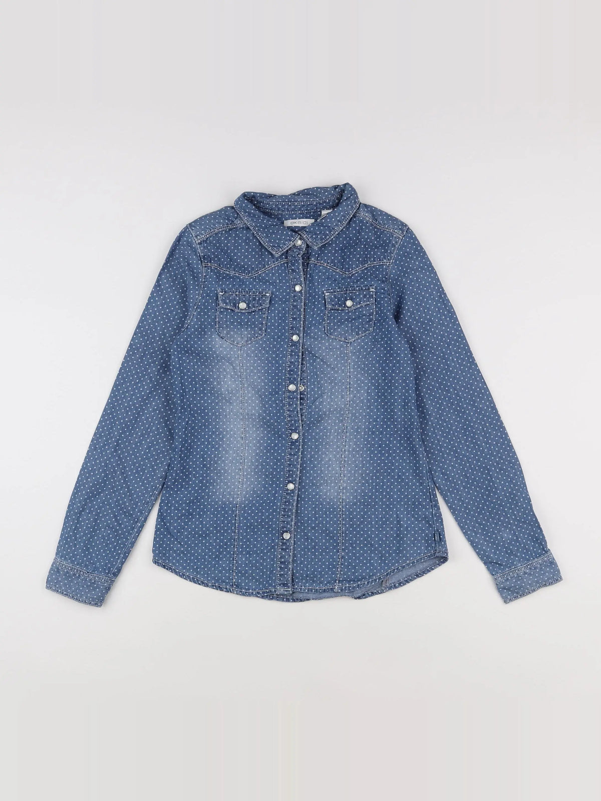 Okaidi - chemise bleu, blanc - 10 ans