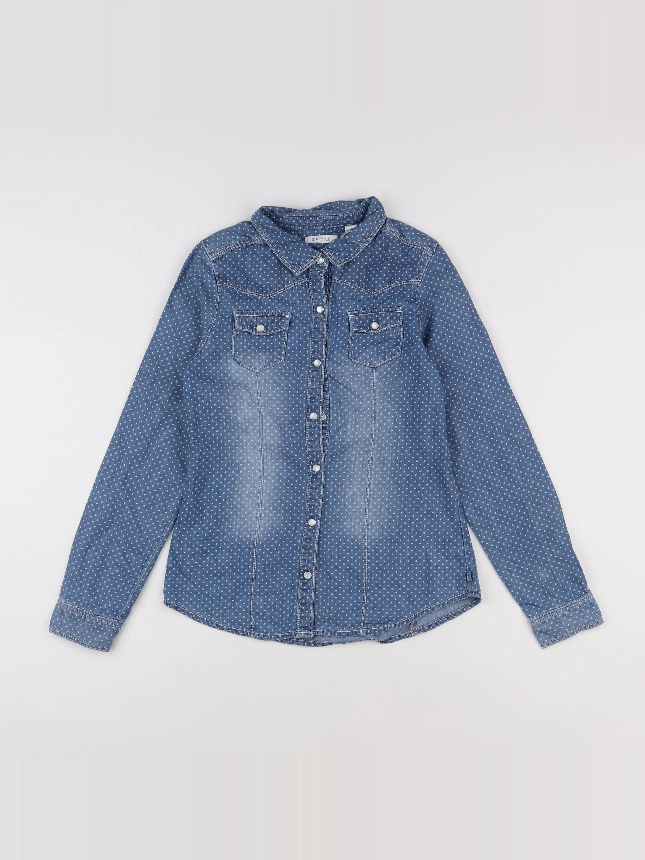 Okaidi - chemise bleu, blanc - 10 ans