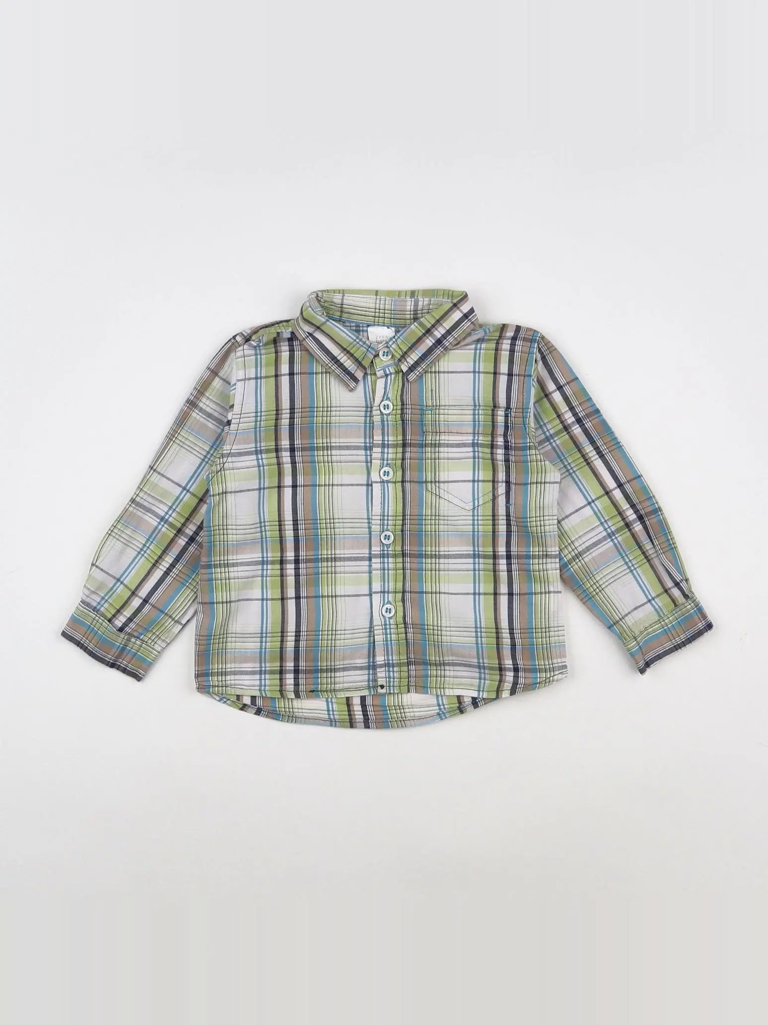 Zara - chemise beige, bleu, vert - 12/18 mois