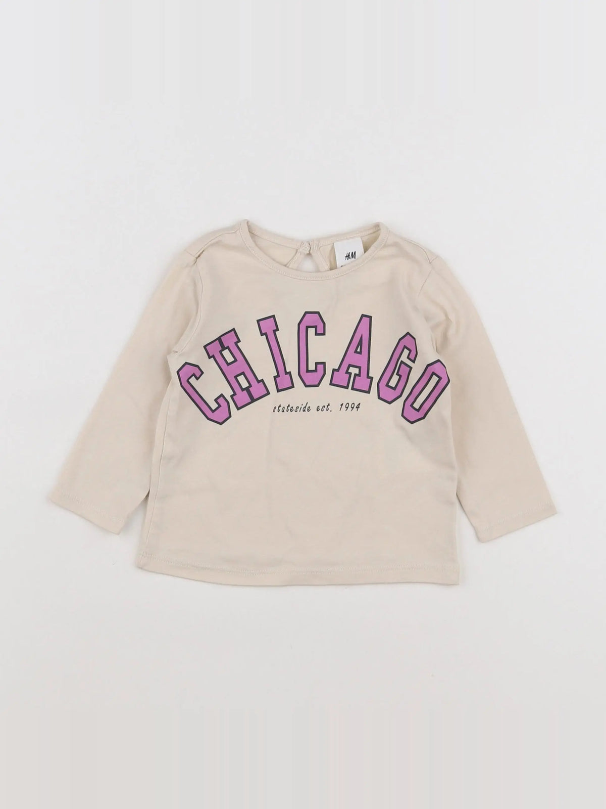H&M - tee-shirt beige, rose - 3/6 mois