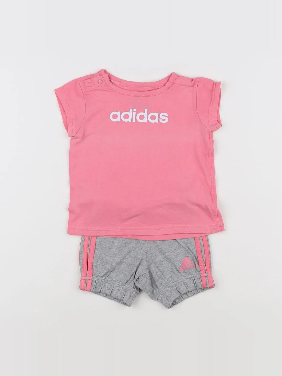 Adidas - ensemble gris, rose - 3/6 mois