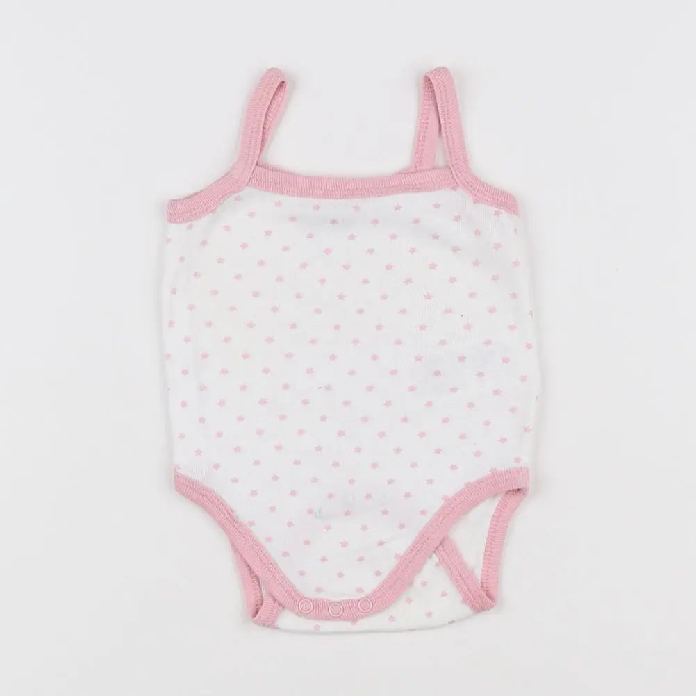 Vertbaudet - body blanc, rose - 3 mois