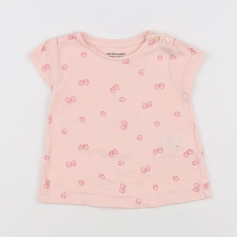Vertbaudet - tee-shirt rose - 3 mois