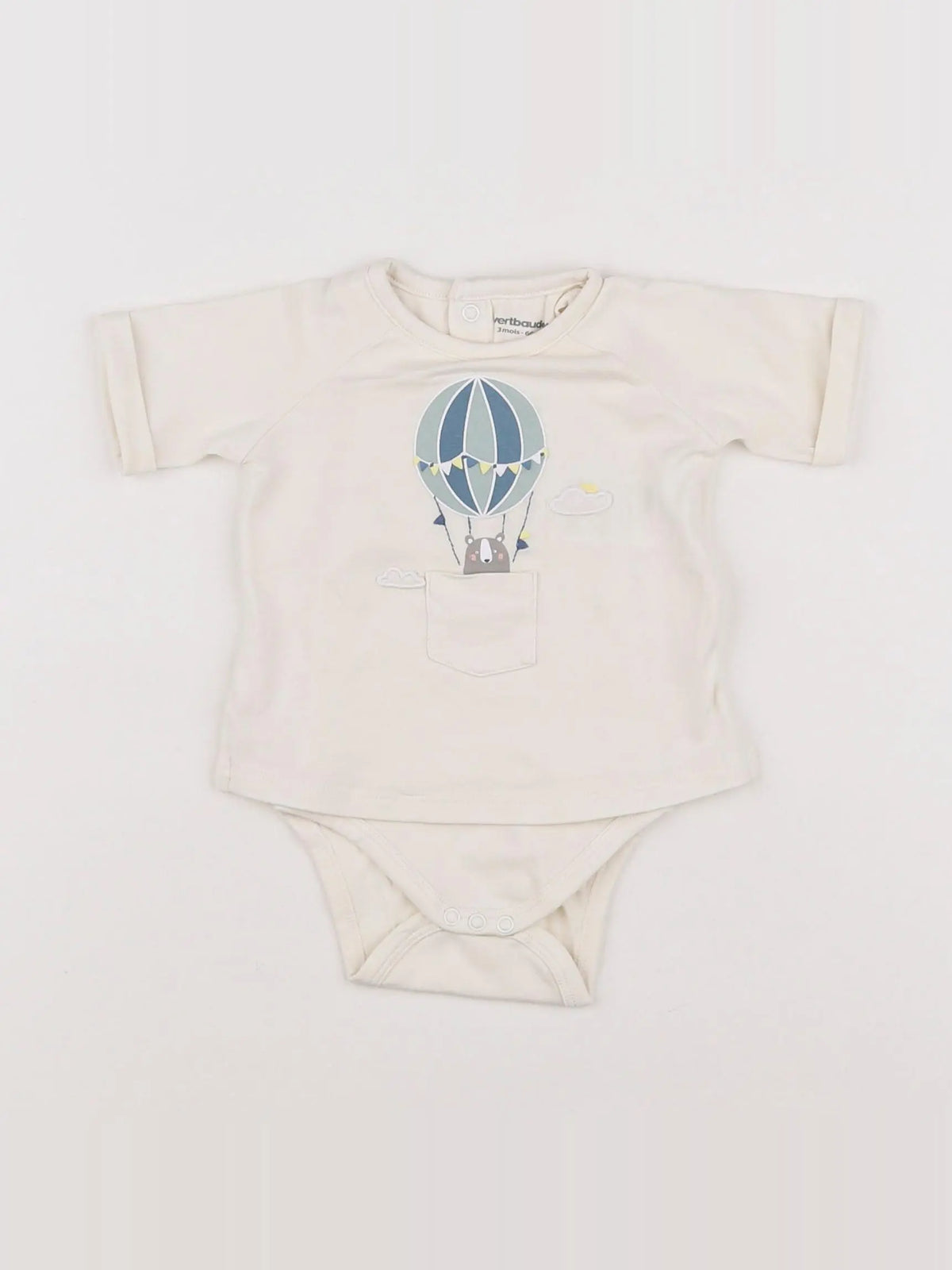 Vertbaudet - body tee-shirt beige - 3 mois