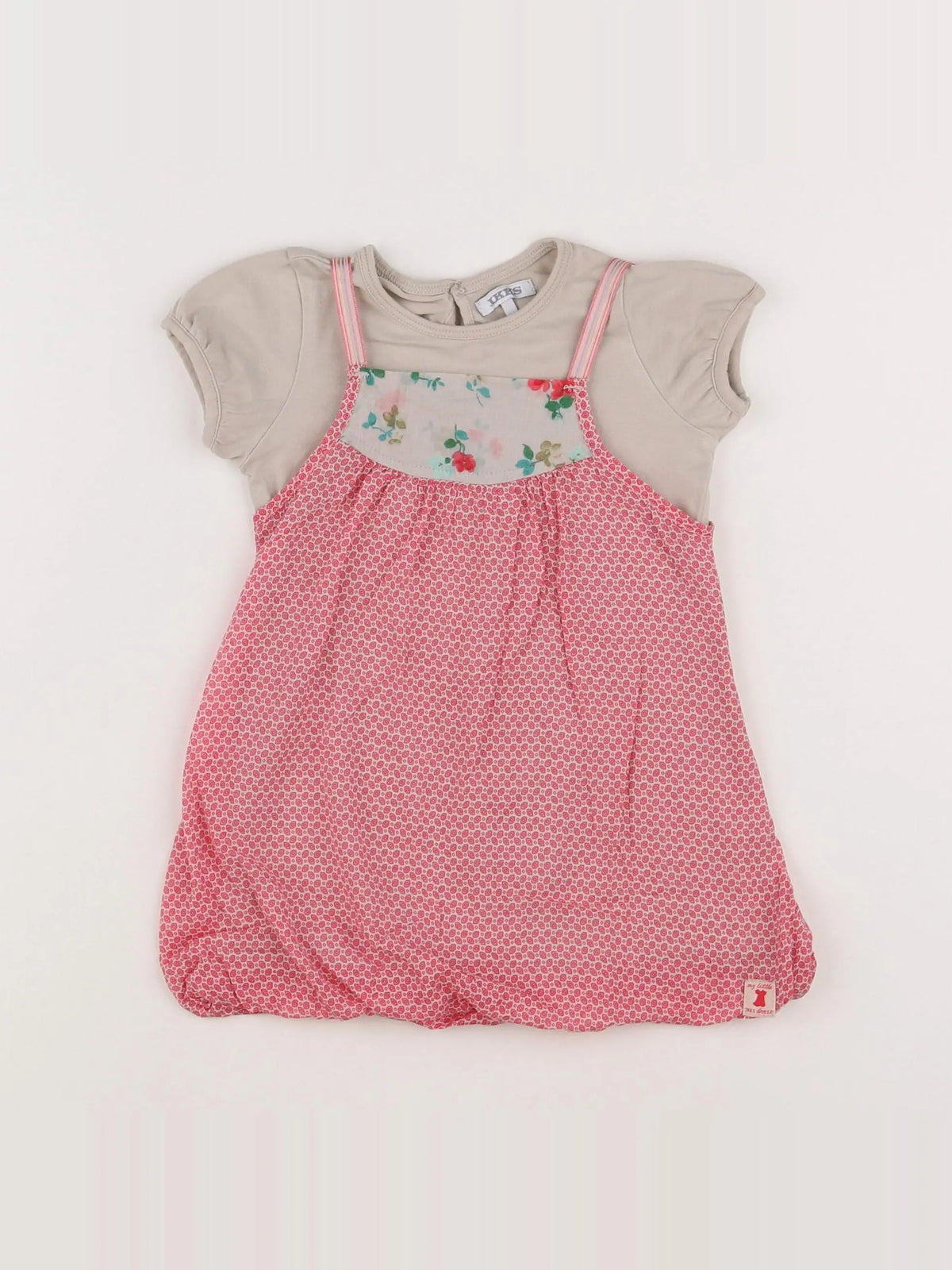 IKKS - robe beige, rose - 12 mois