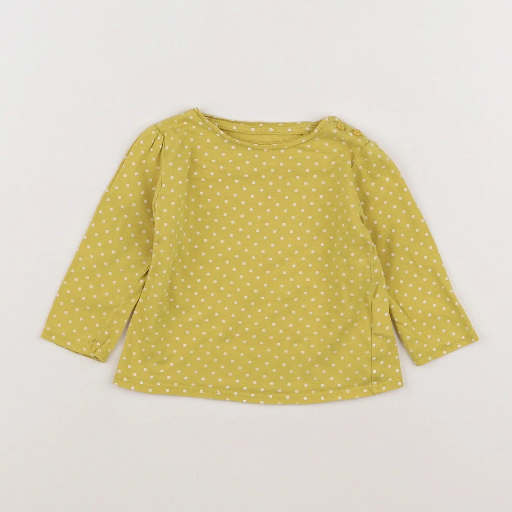 Vertbaudet - tee-shirt jaune, blanc - 12 mois
