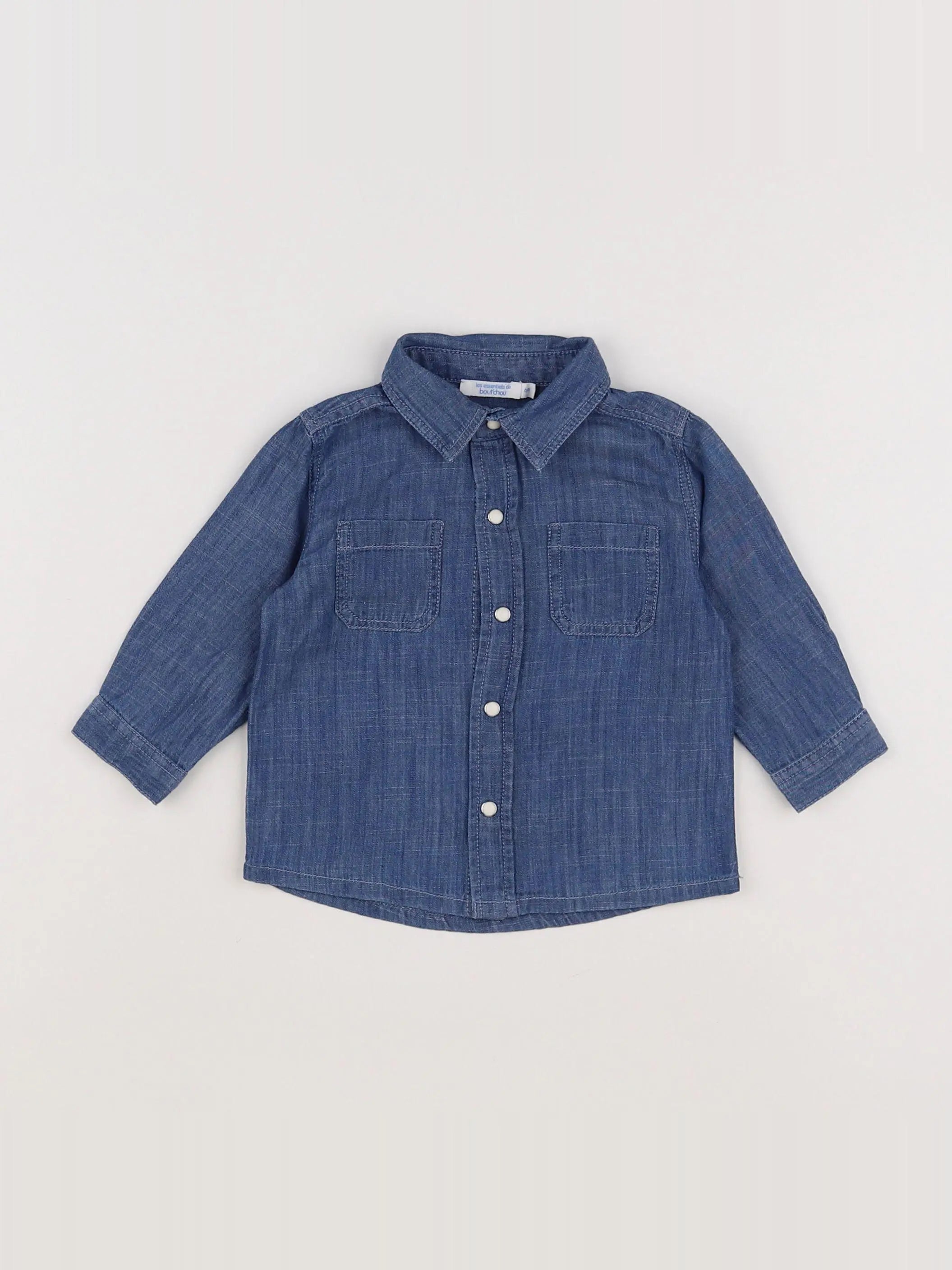 Boutchou - chemise bleu - 6 mois