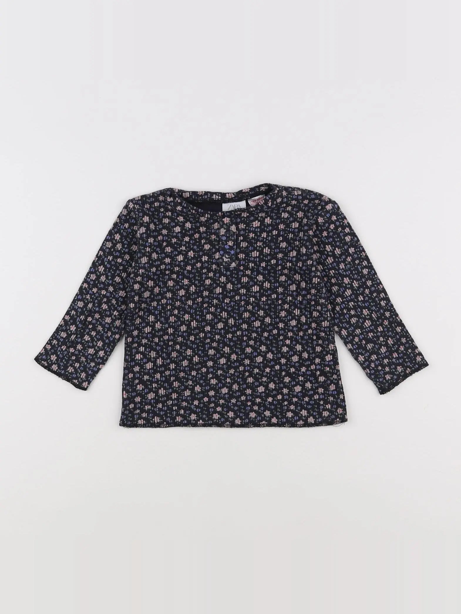 Zara - tee-shirt bleu, rose - 12/18 mois