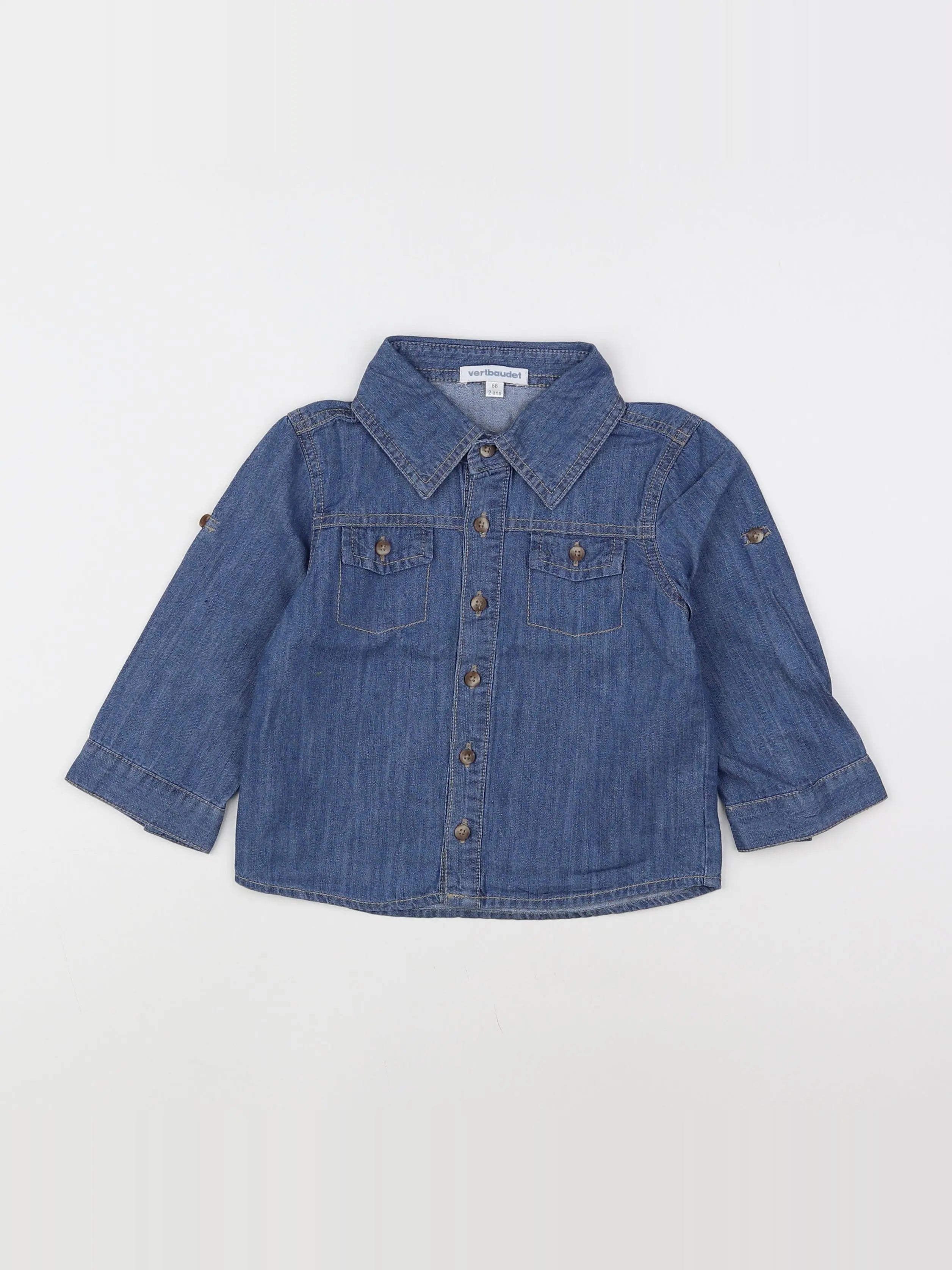 Vertbaudet - chemise imprimé au dos bleu - 2 ans