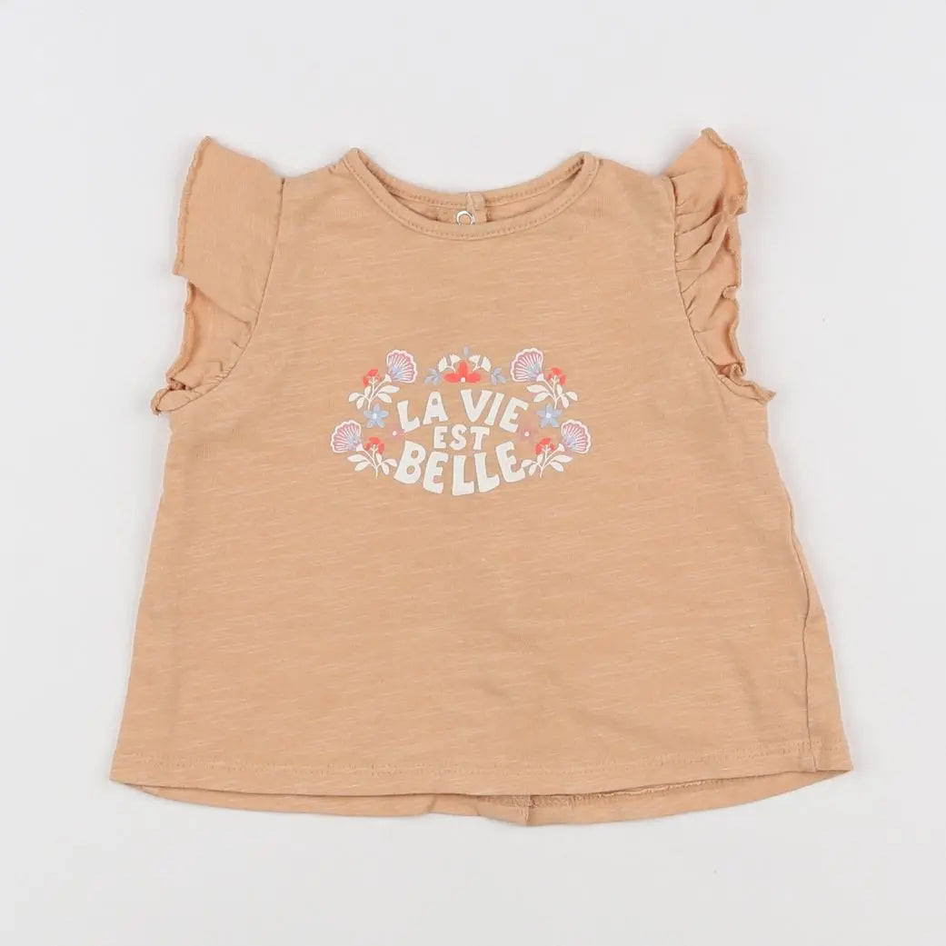 Vertbaudet - tee-shirt orange - 6 mois