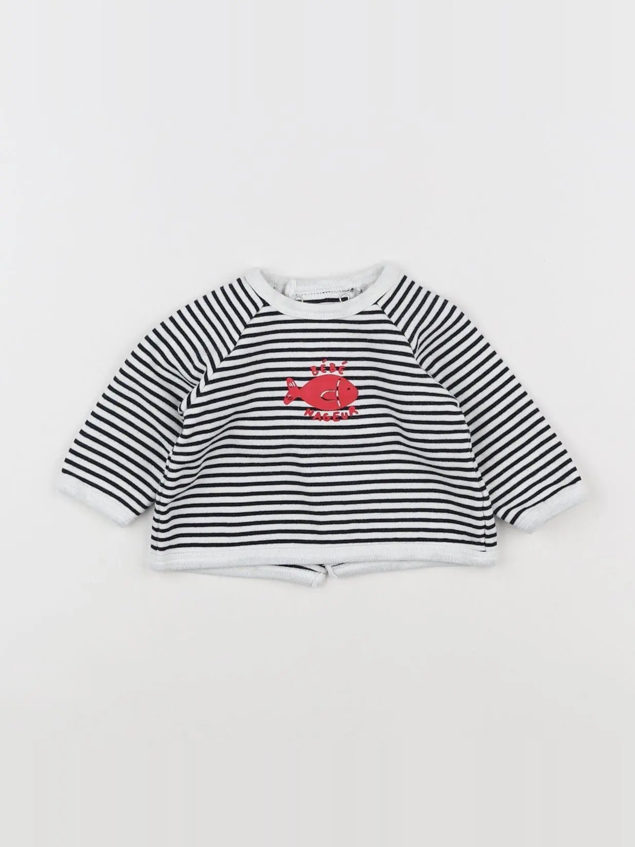 Boutchou - sweat blanc, bleu - 3 mois