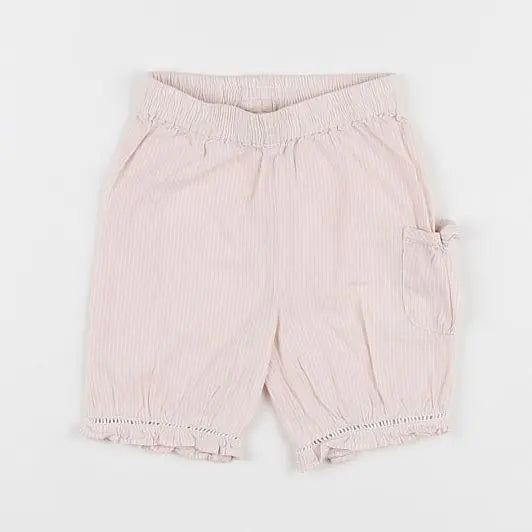 Vertbaudet - pantalon blanc, rose - 6 mois