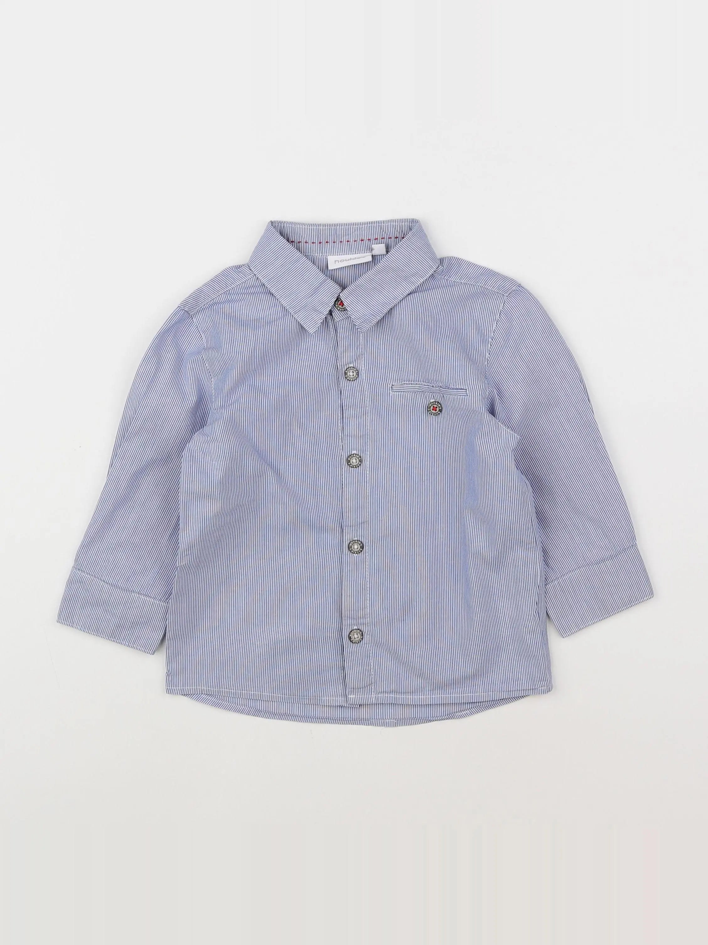 Noukie's - chemise blanc, bleu - 2 ans