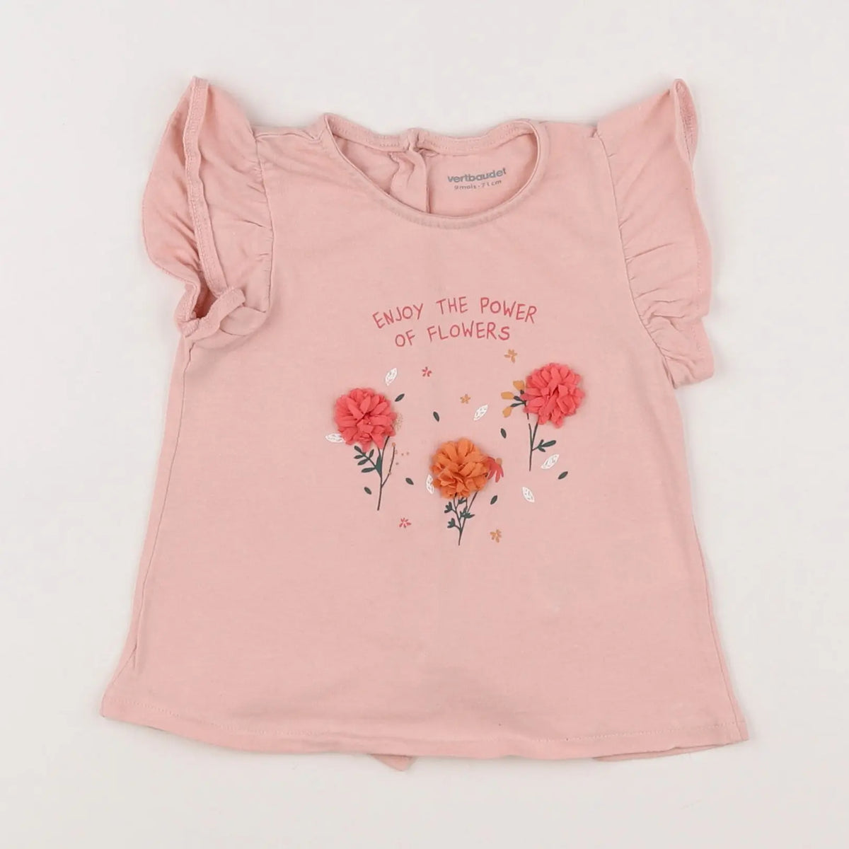 Vertbaudet - tee-shirt rose - 9 mois