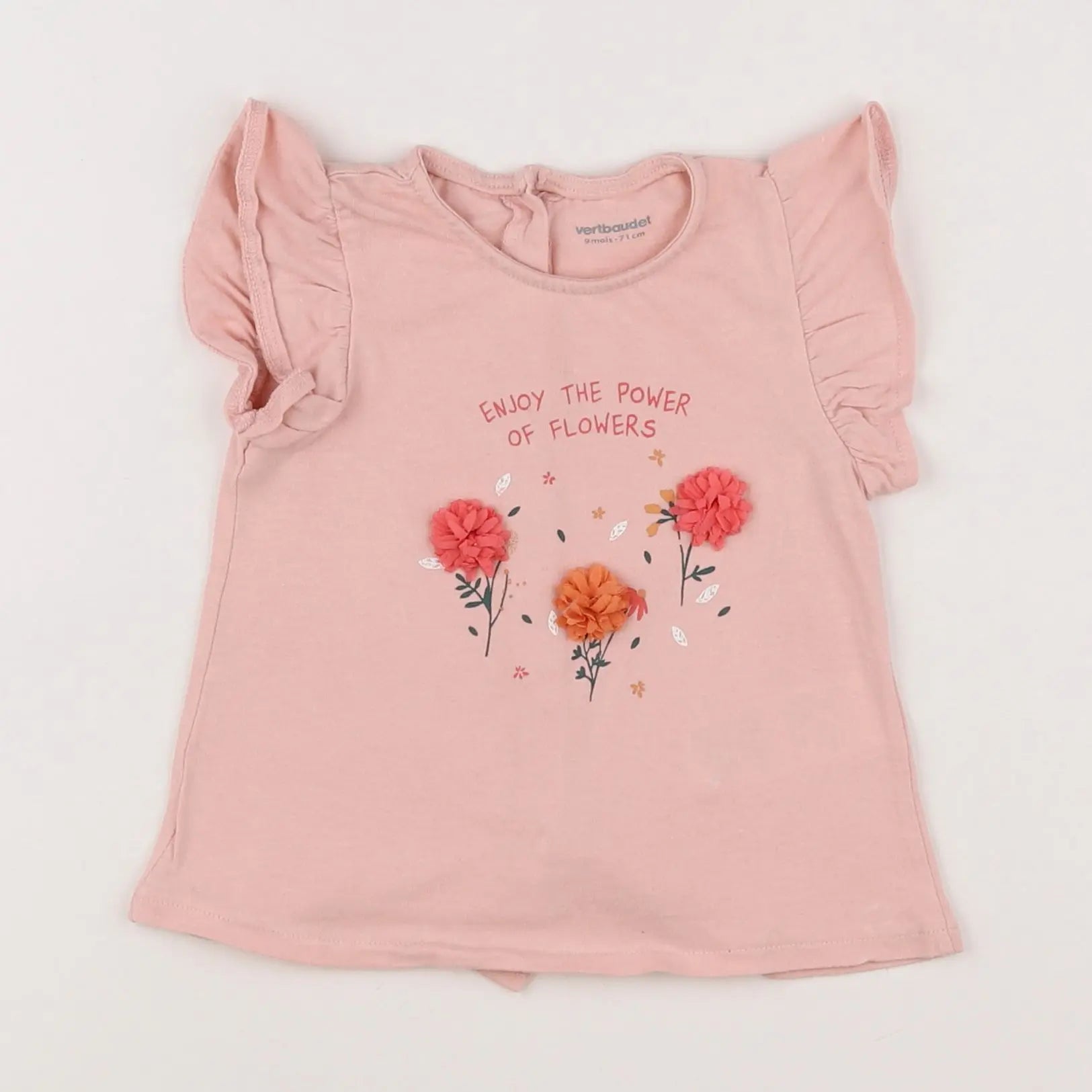 Vertbaudet - tee-shirt rose - 9 mois