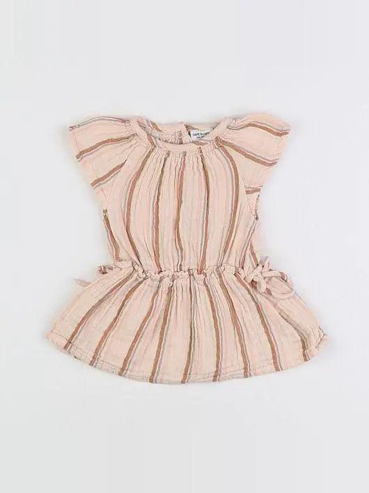 Tape à l'oeil - robe orange, rose - 3 mois