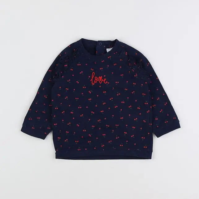 Vertbaudet - sweat bleu - 12 mois