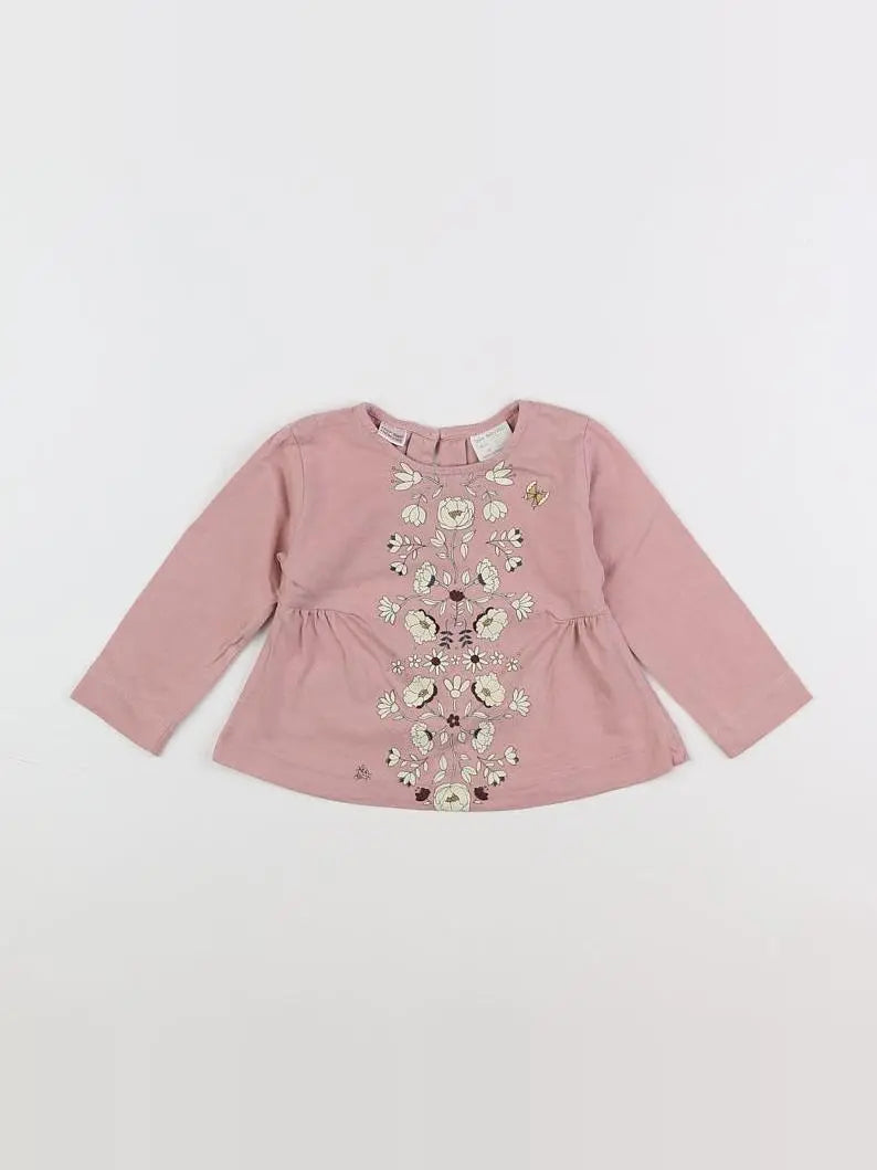 Zara - tee-shirt rose, beige - 9/12mois