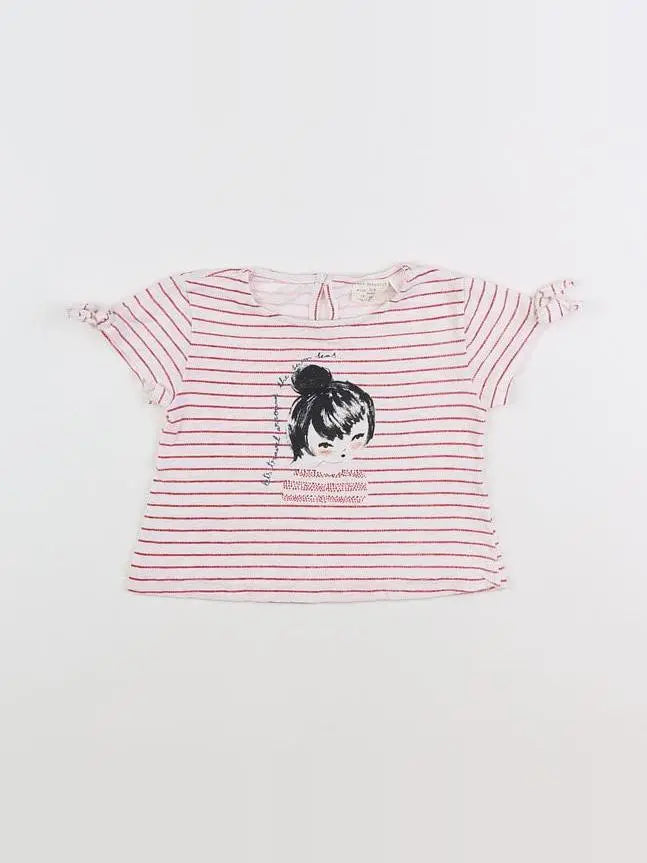 Zara - tee-shirt blanc, rouge - 3/6 mois