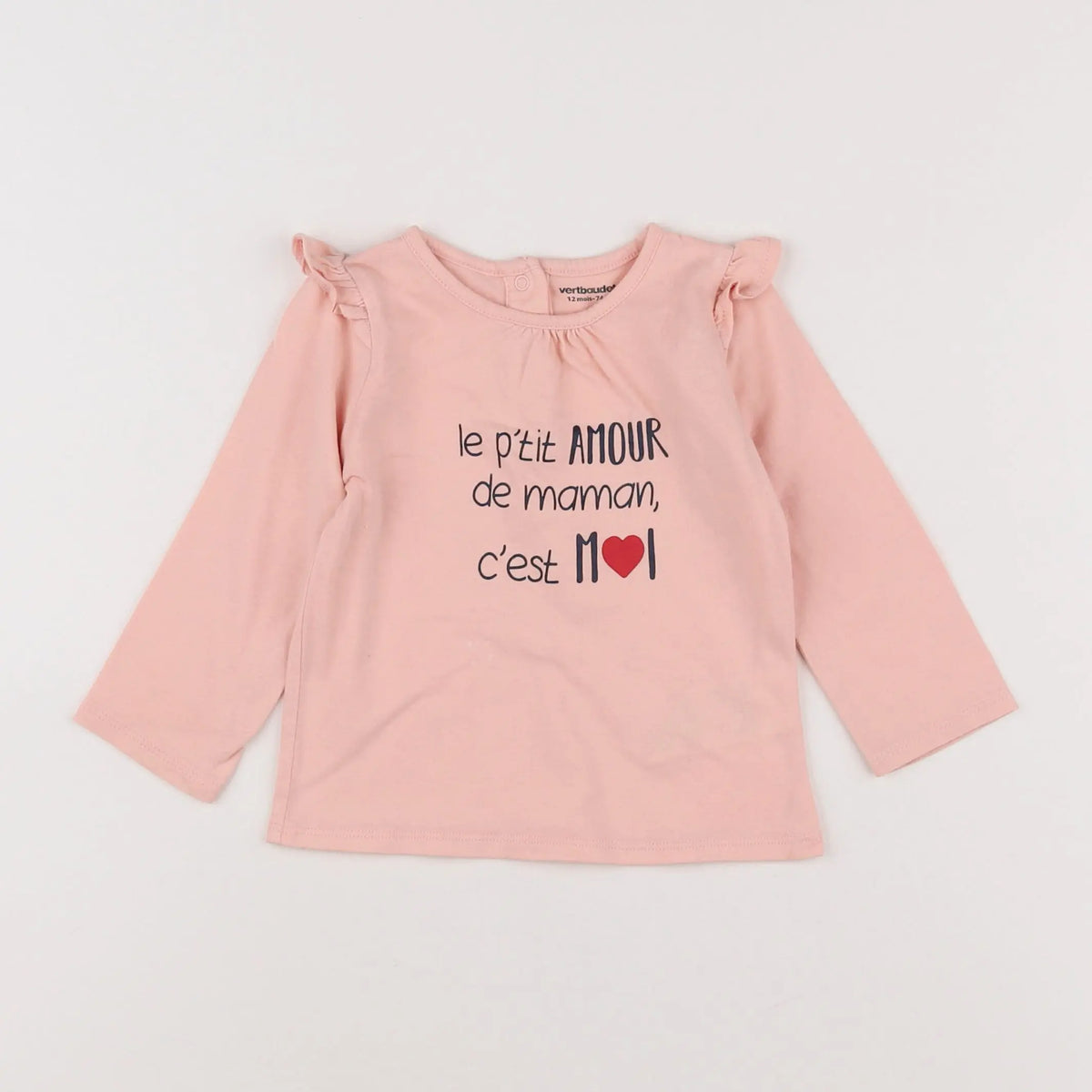 Vertbaudet - tee-shirt rose - 12 mois