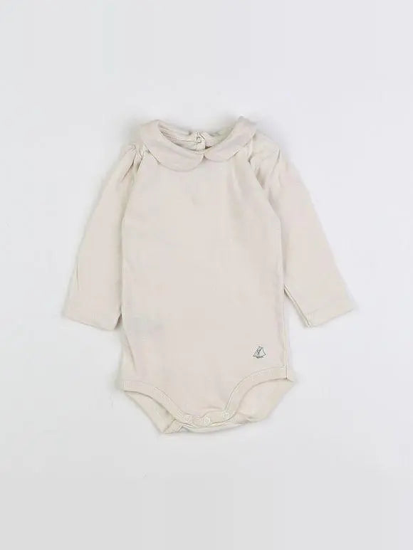 Petit Bateau - body à col beige - 6 mois