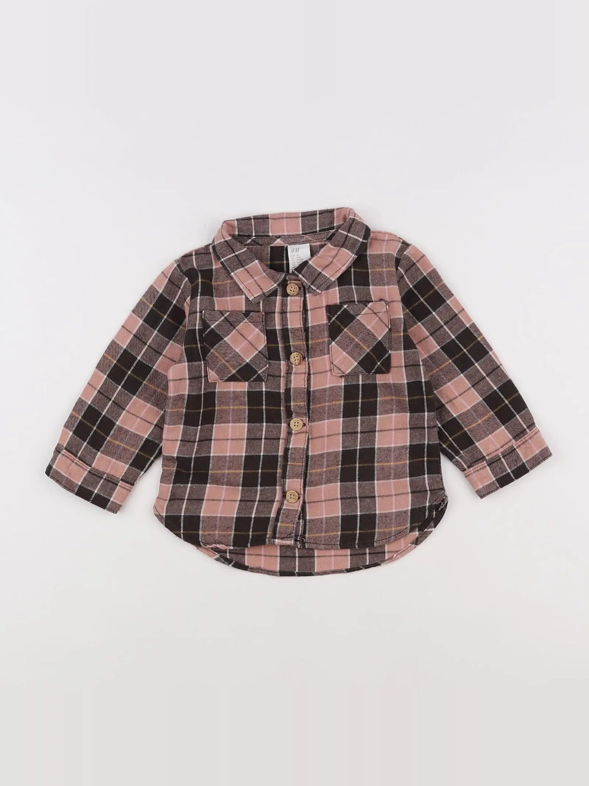 H&M - chemise marron, rose - 12 mois