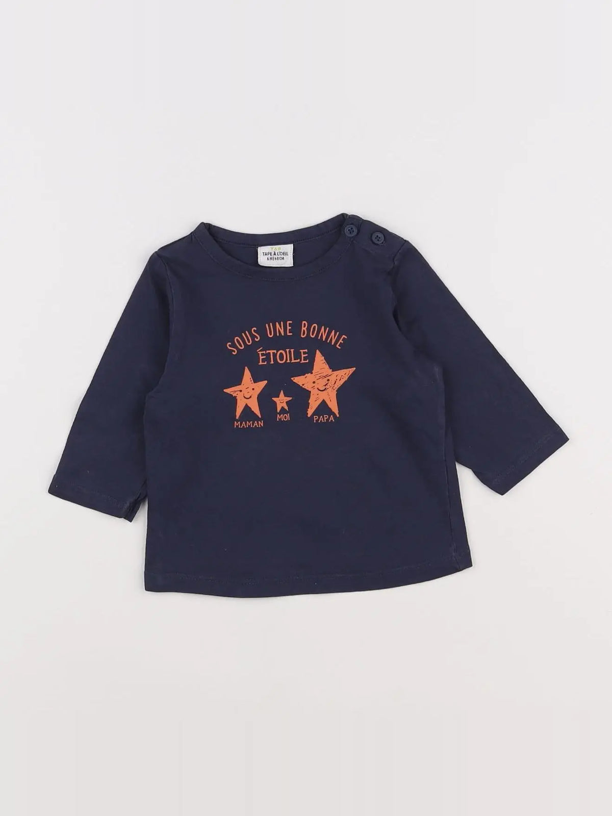 Tape à l'oeil - tee-shirt bleu, orange - 6 mois