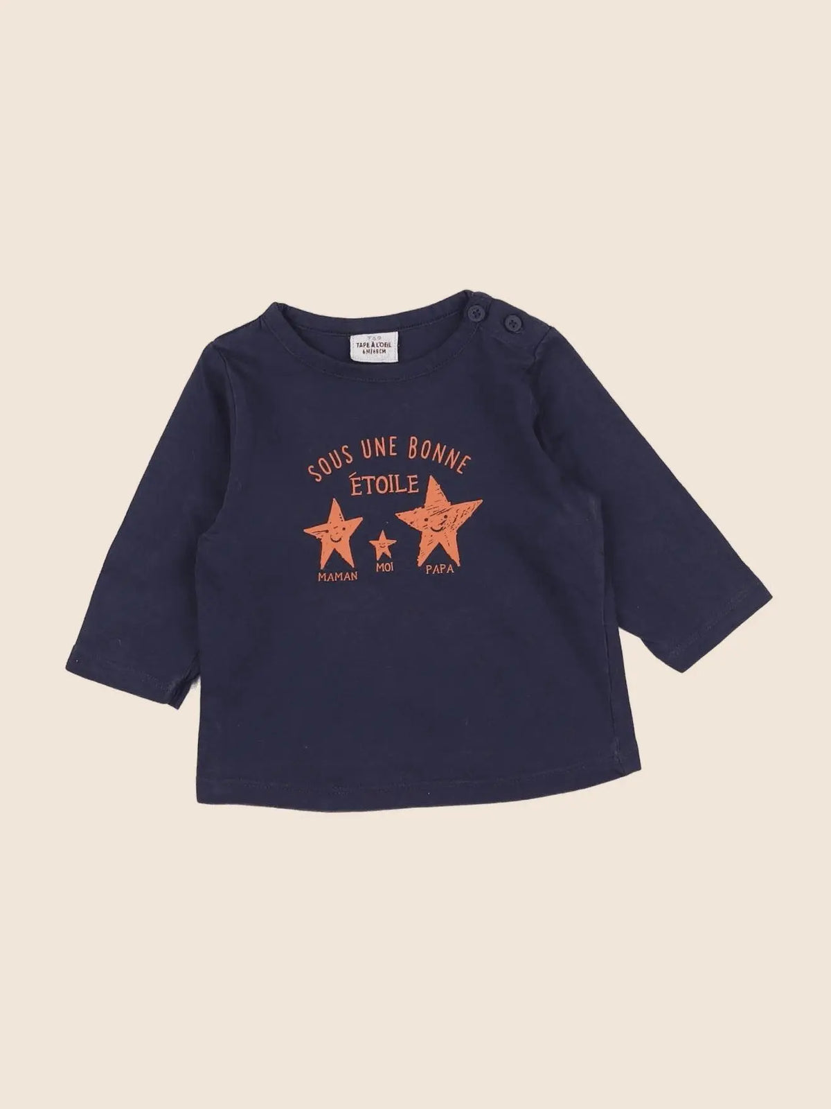 Tape à l'oeil - tee-shirt bleu, orange - 6 mois