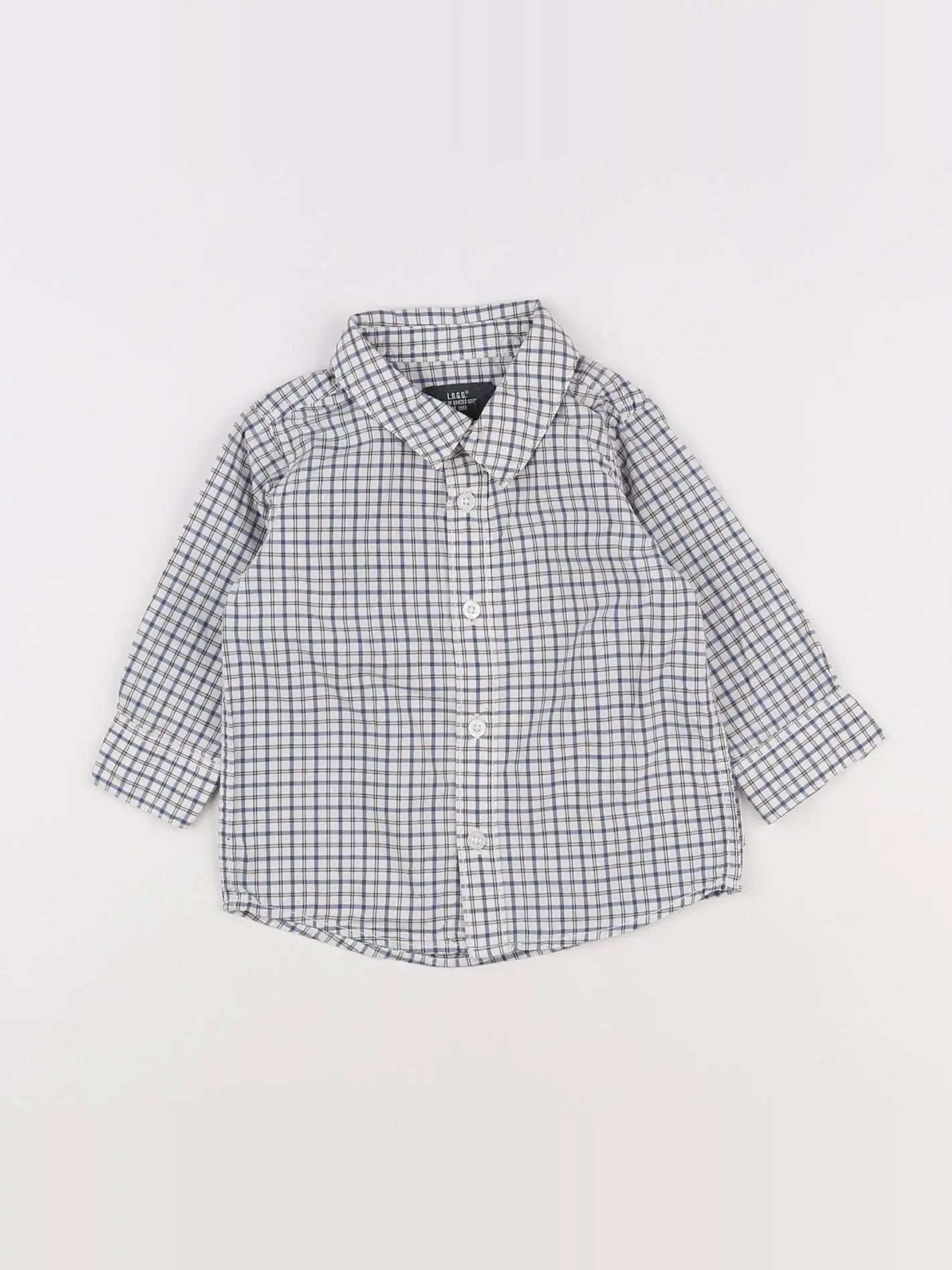 H&M - chemise blanc, bleu - 6 mois