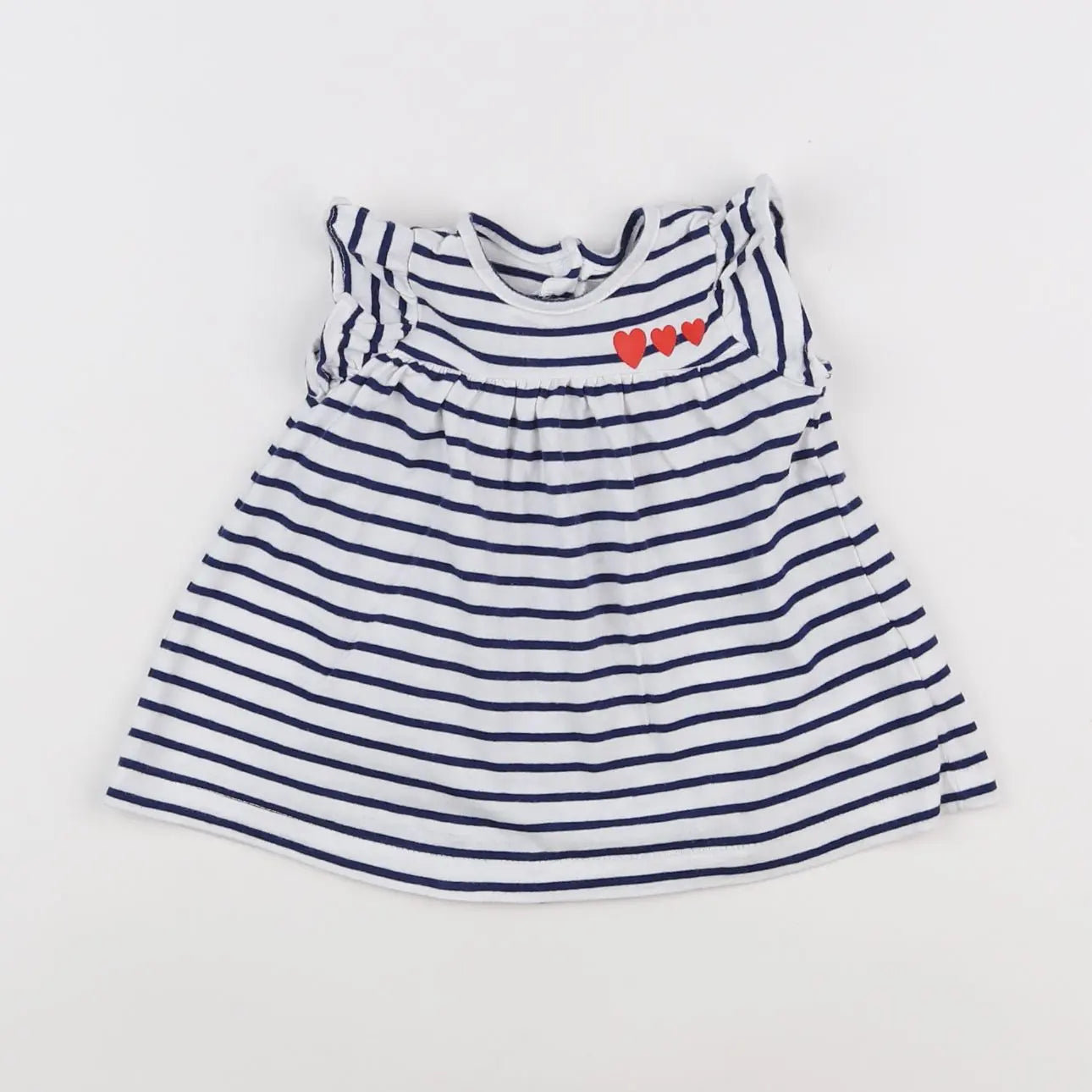 Vertbaudet - robe bleu, blanc - 3 mois