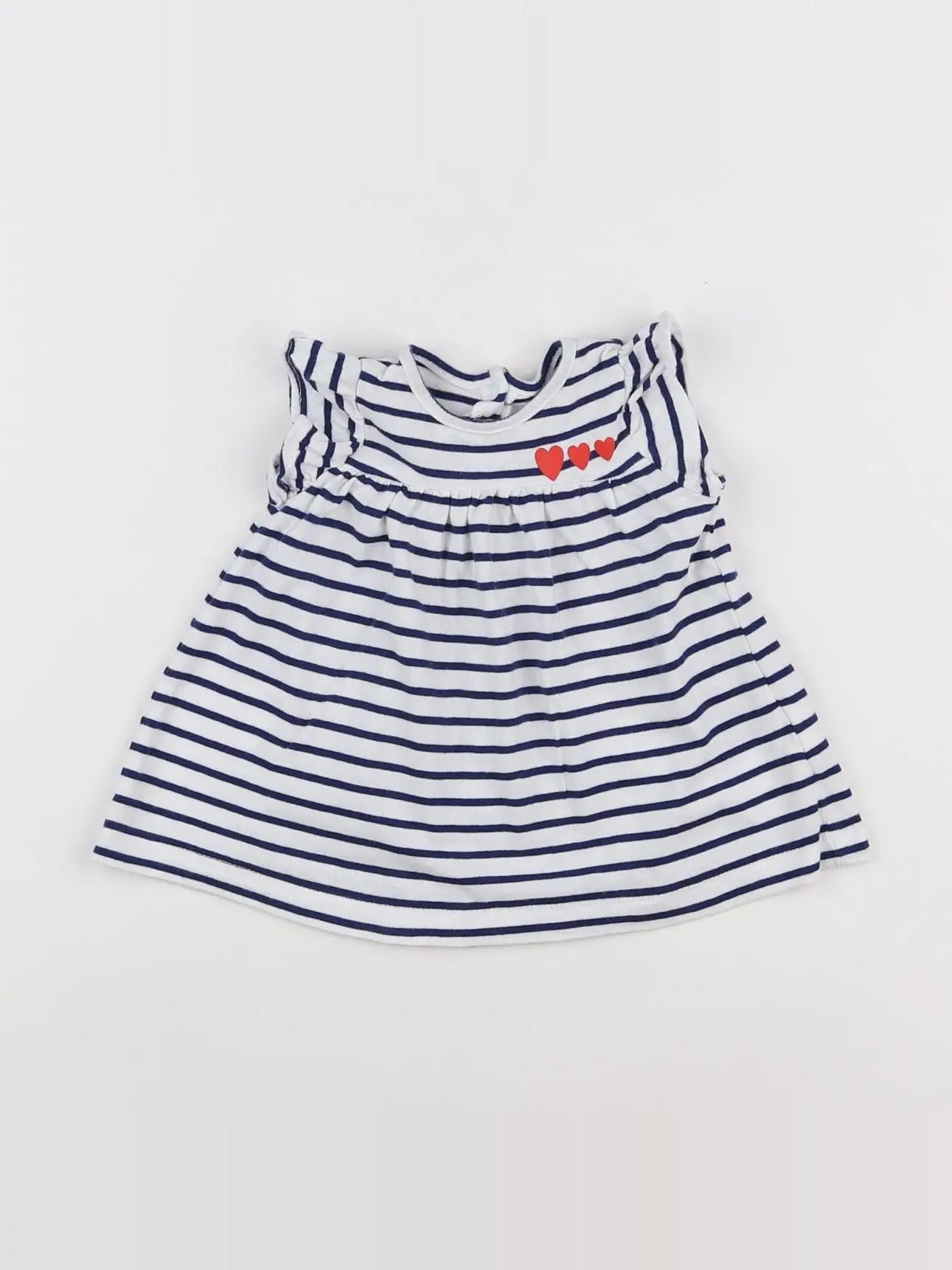 Vertbaudet - robe bleu, blanc - 6 mois