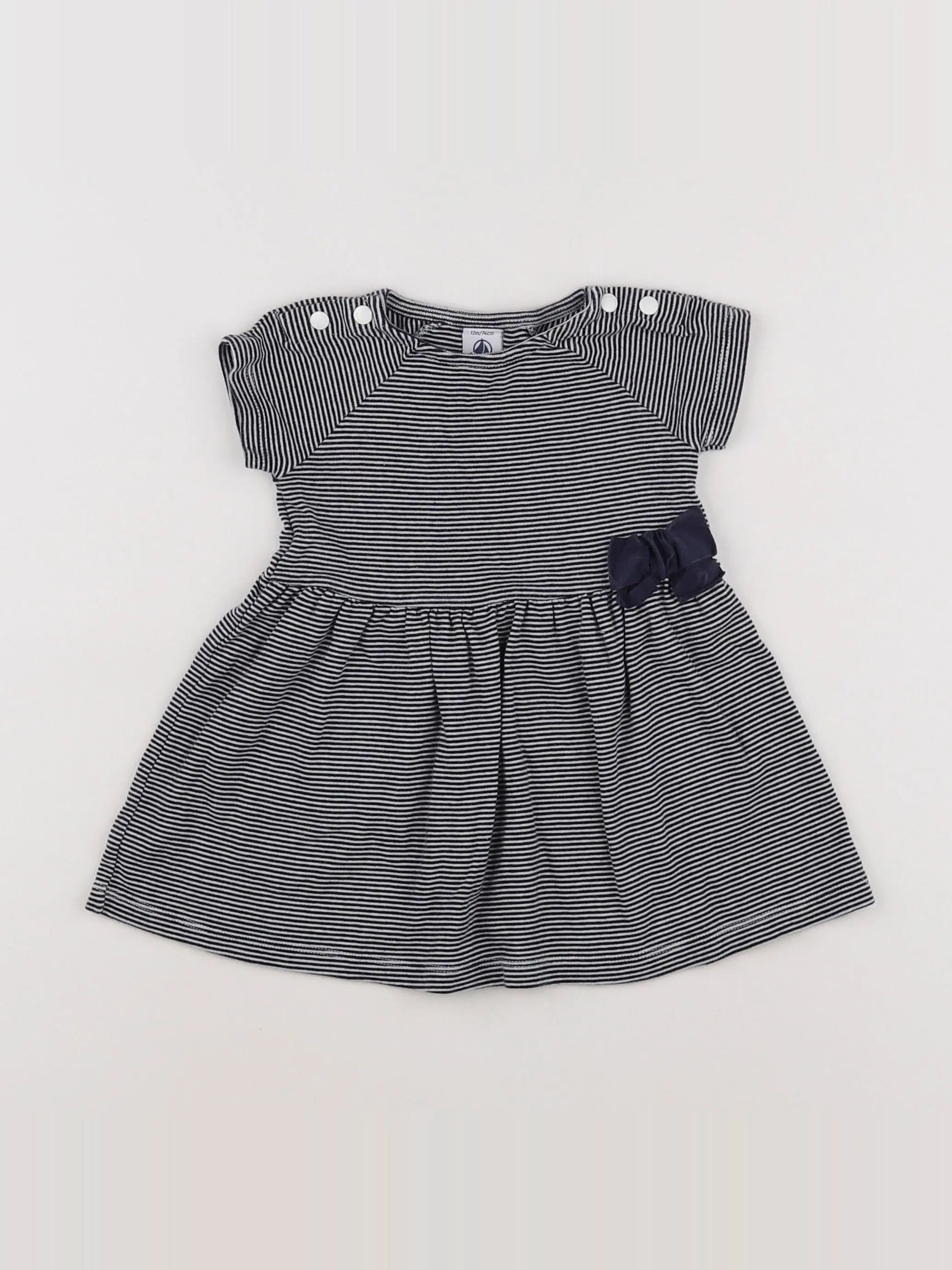 Petit Bateau - robe bleu, blanc - 12 mois