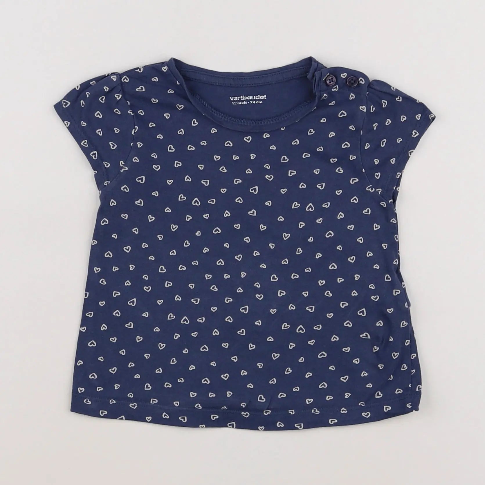Vertbaudet - tee-shirt bleu - 12 mois