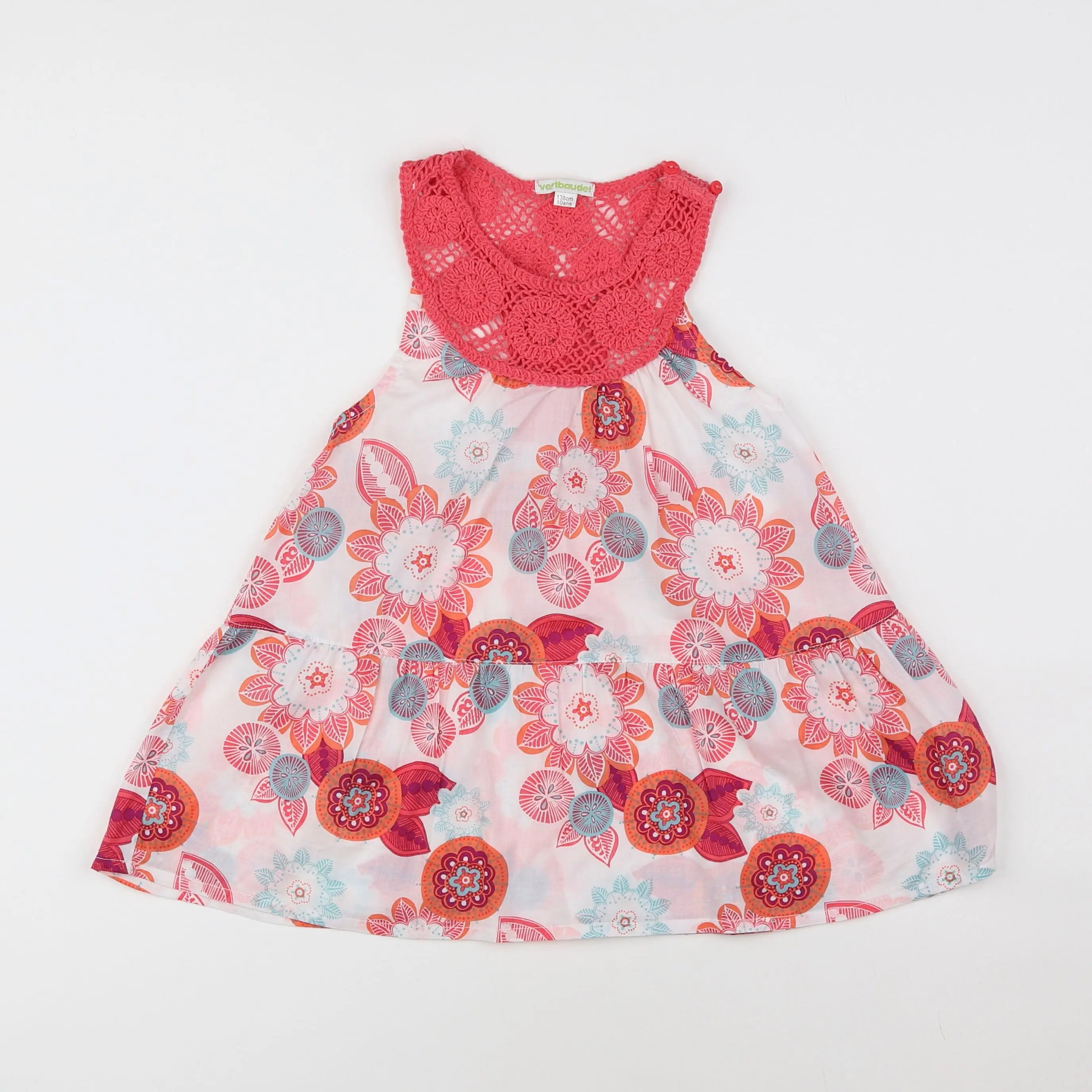 Vertbaudet - blouse blanc, rose - 10 ans