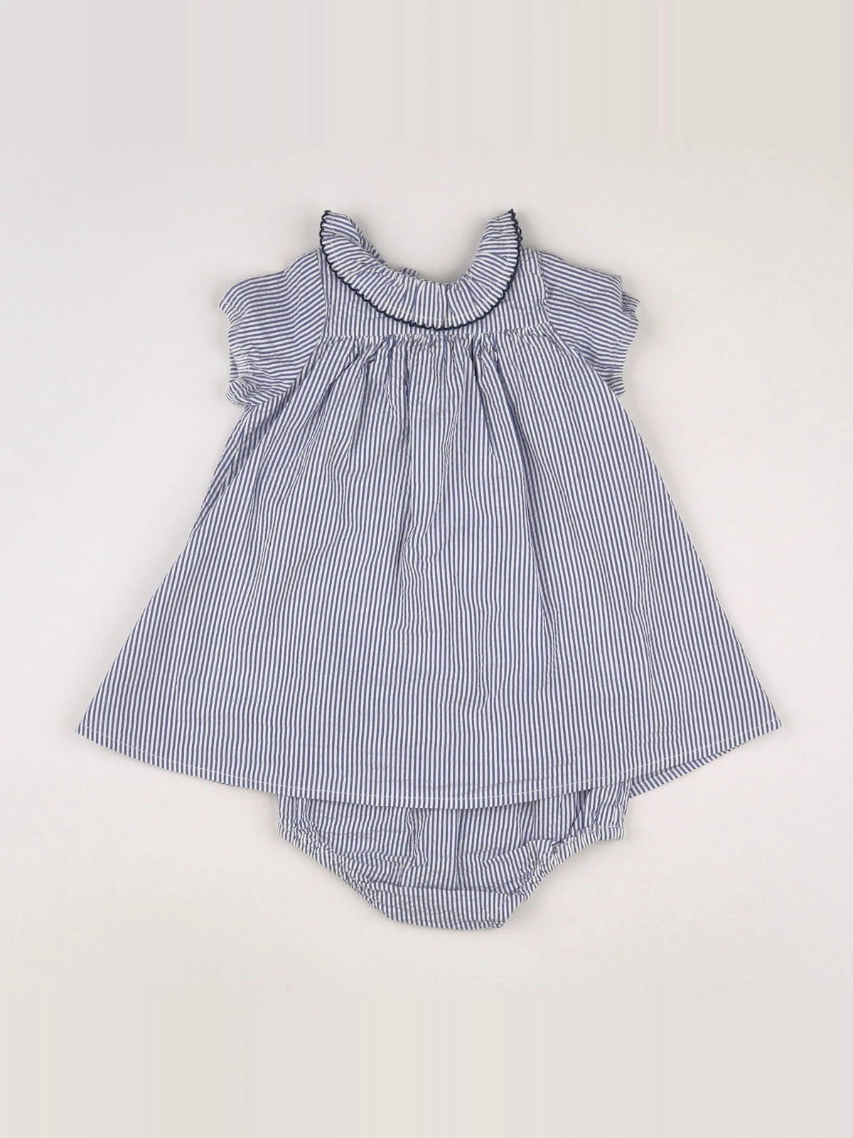 Boutchou - robe blanc, bleu - 3 mois