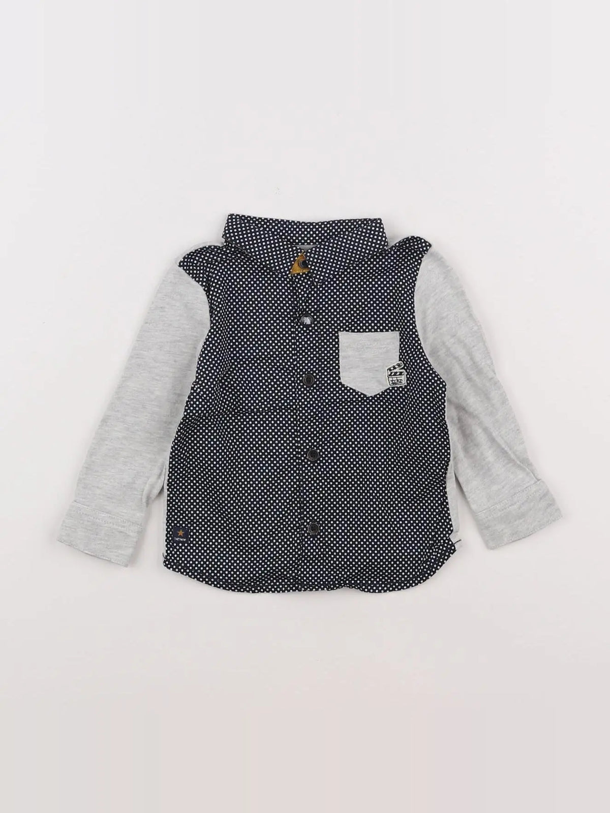 Catimini - chemise bleu, gris - 12 mois