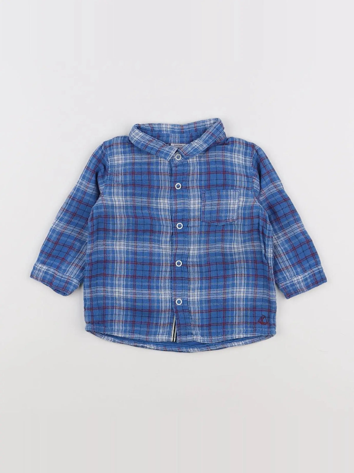 Petit Bateau - chemise bleu - 12 mois