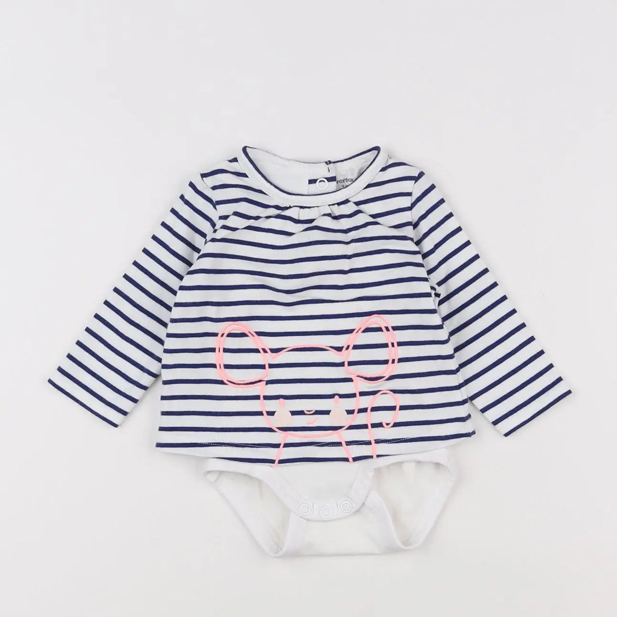 Vertbaudet - body tee-shirt bleu, blanc - 3 mois