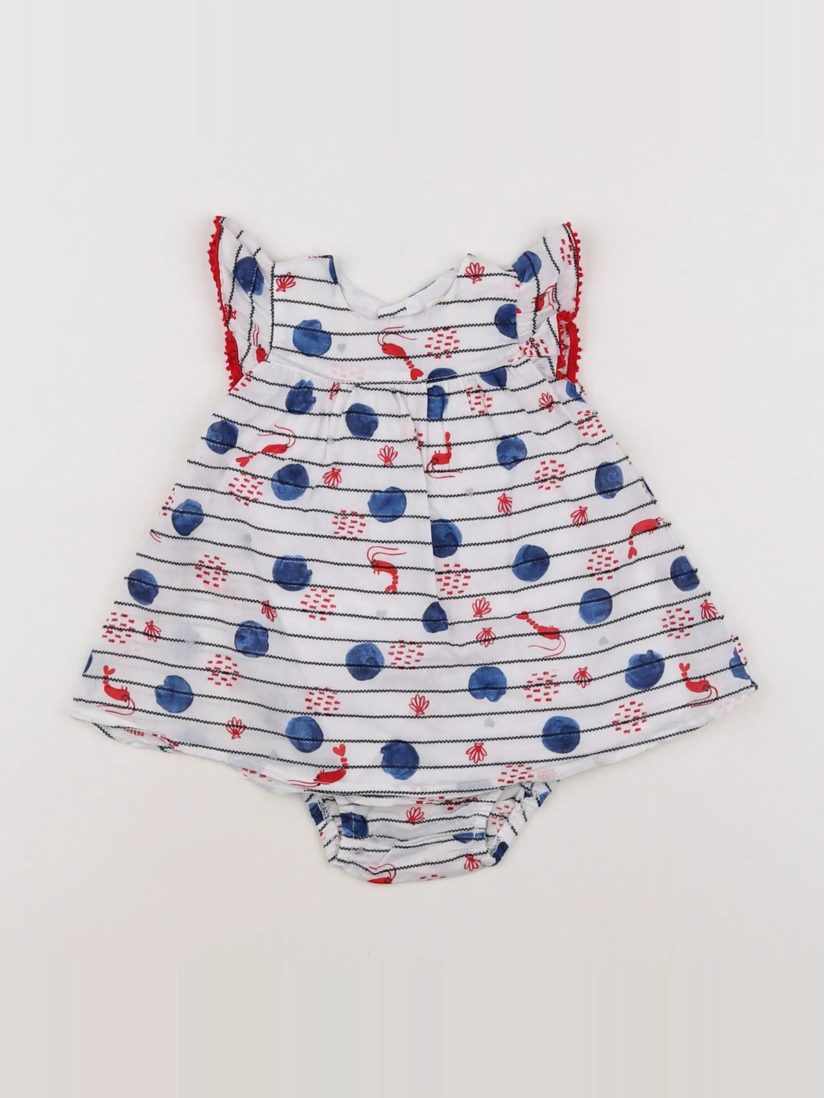 Catimini - robe blanc, bleu - 3 mois