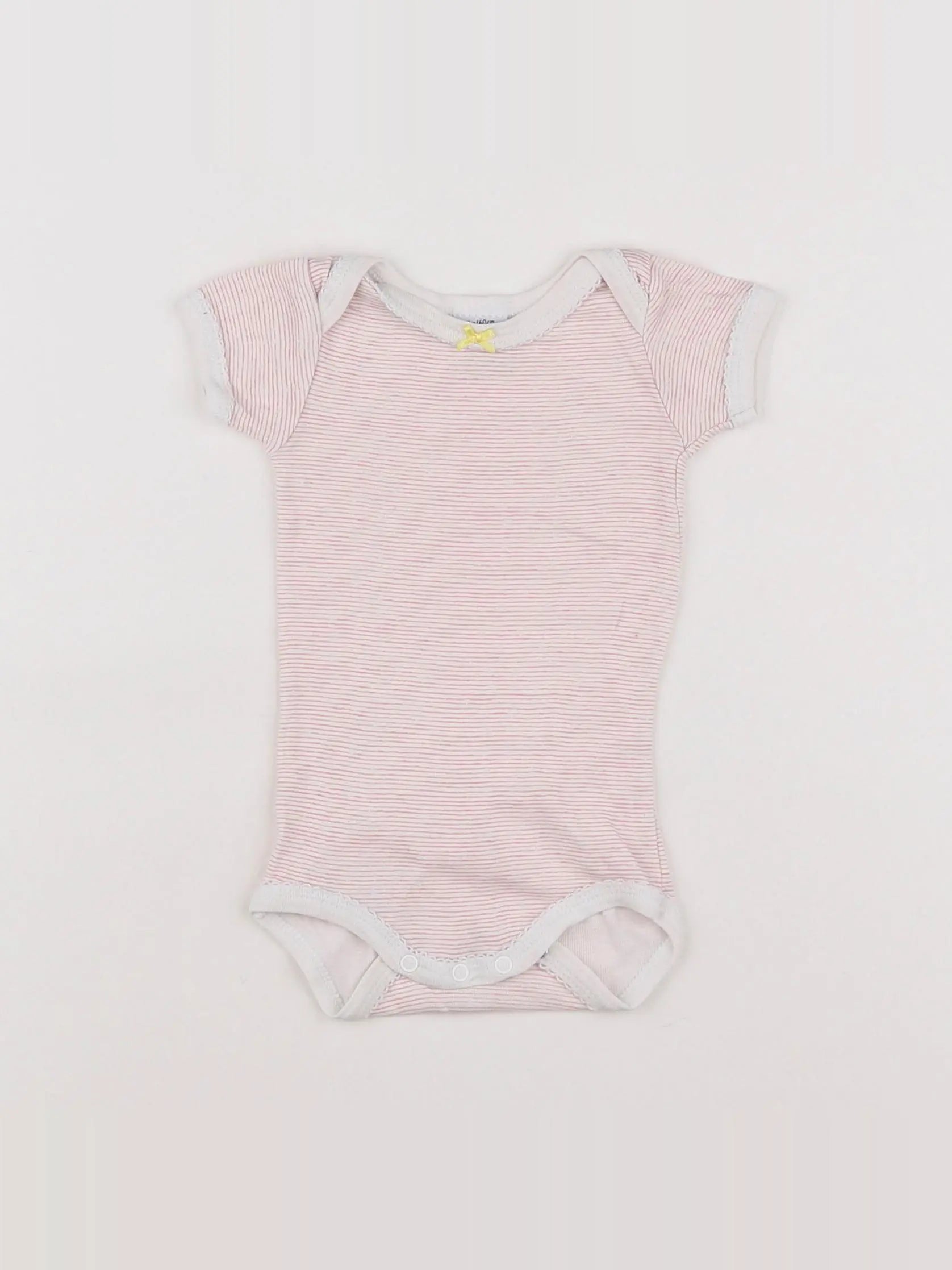 Petit Bateau - body blanc, rose - 3 mois