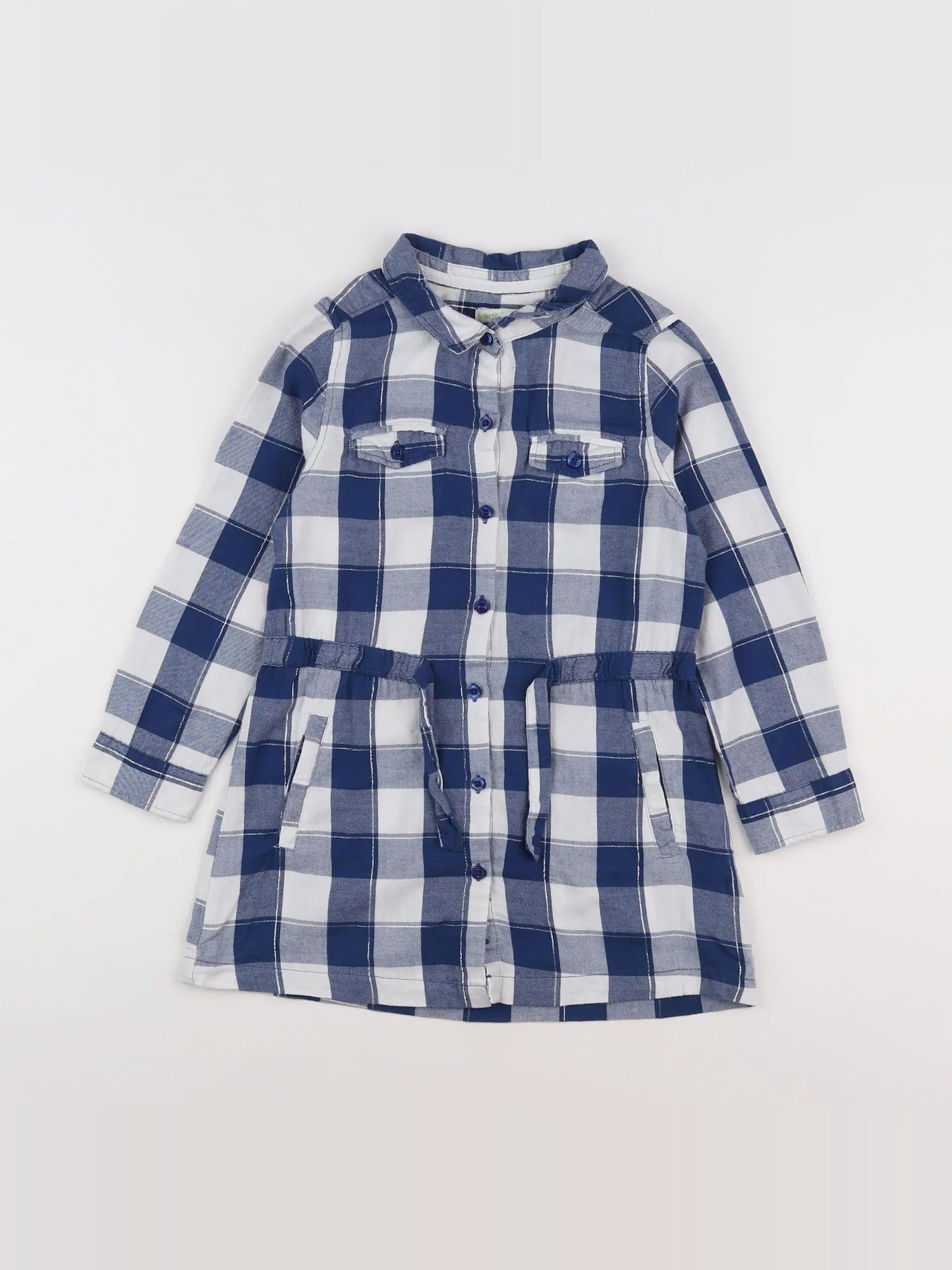 Vertbaudet - robe blanc, bleu, argent - 6 ans