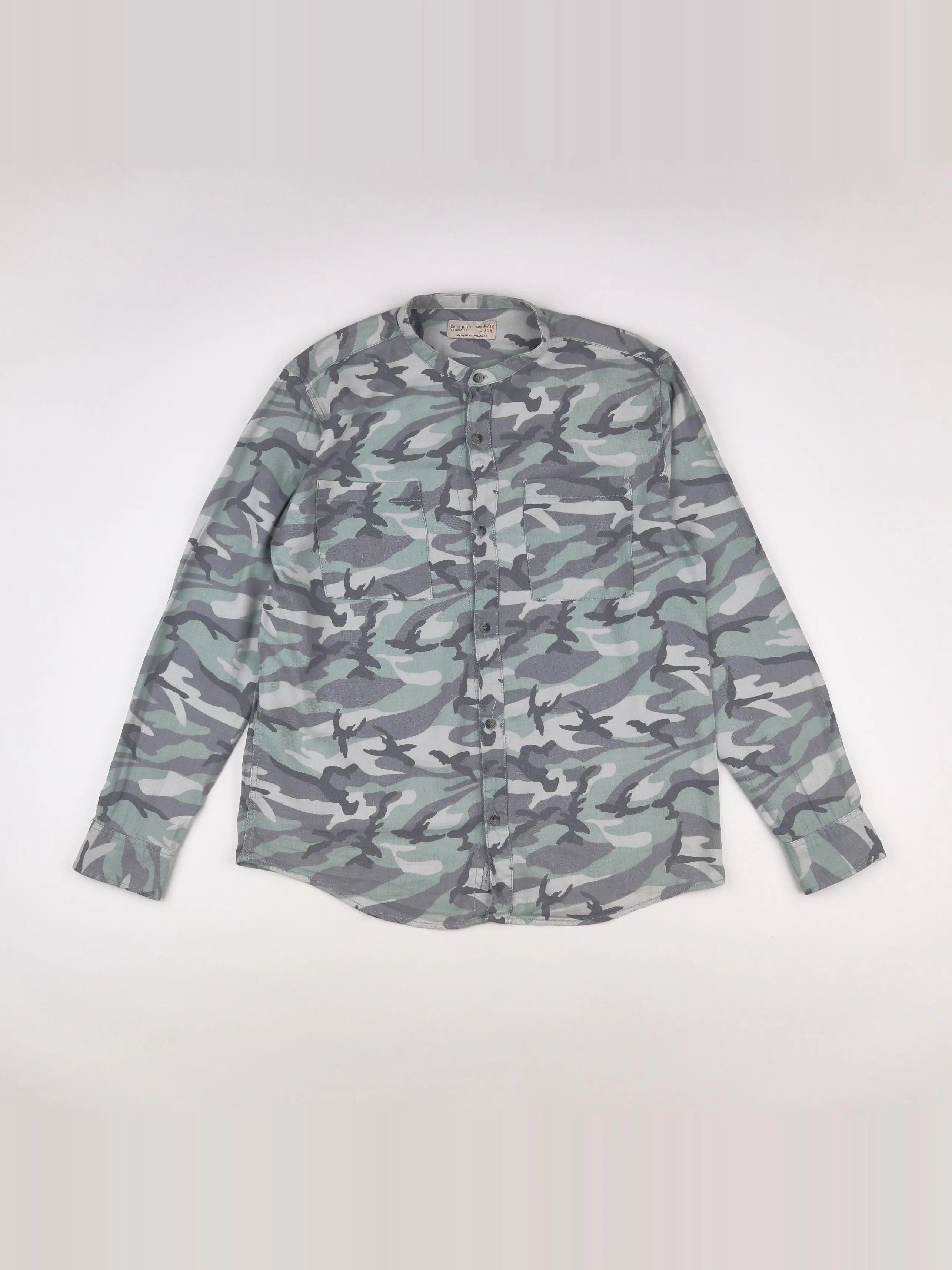 Zara - chemise blanc, vert - 11/12 ans