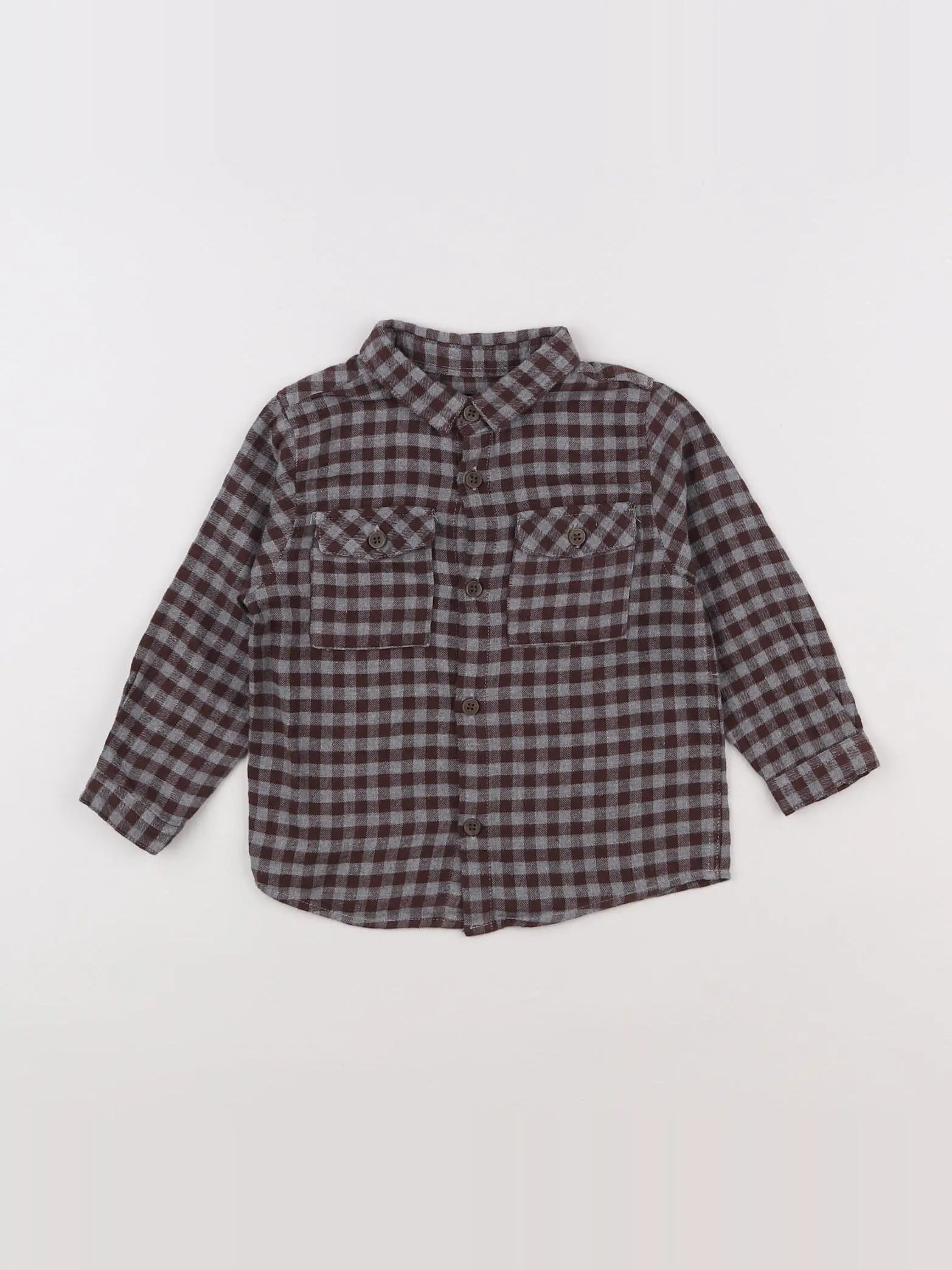 Zara - chemise rouge, gris - 12/18 mois