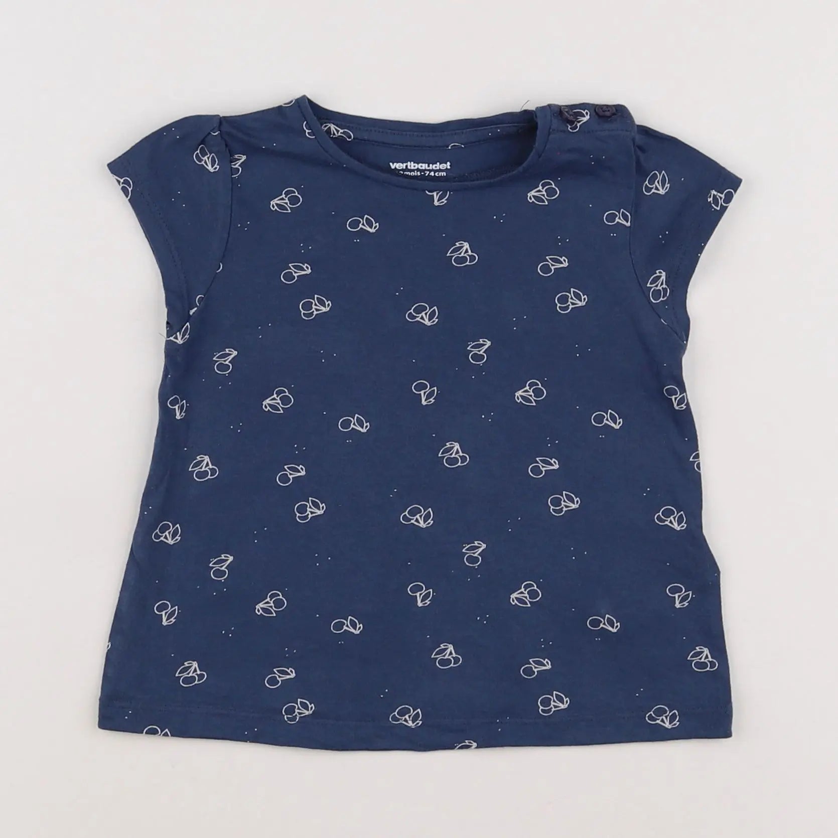 Vertbaudet - tee-shirt bleu - 12 mois