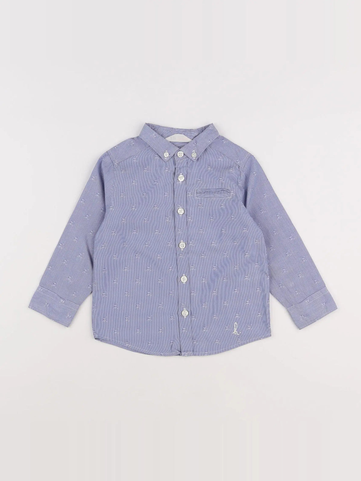 H&M - chemise bleu, blanc - 18 mois à 2 ans