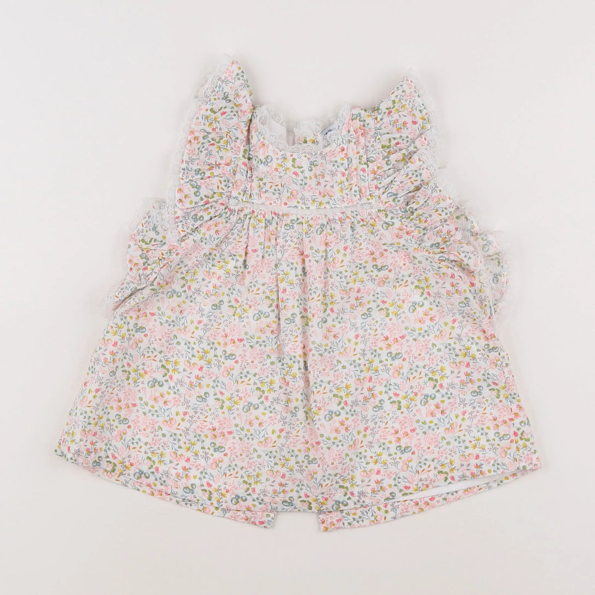 Vertbaudet - robe blanc, rose - 9 mois