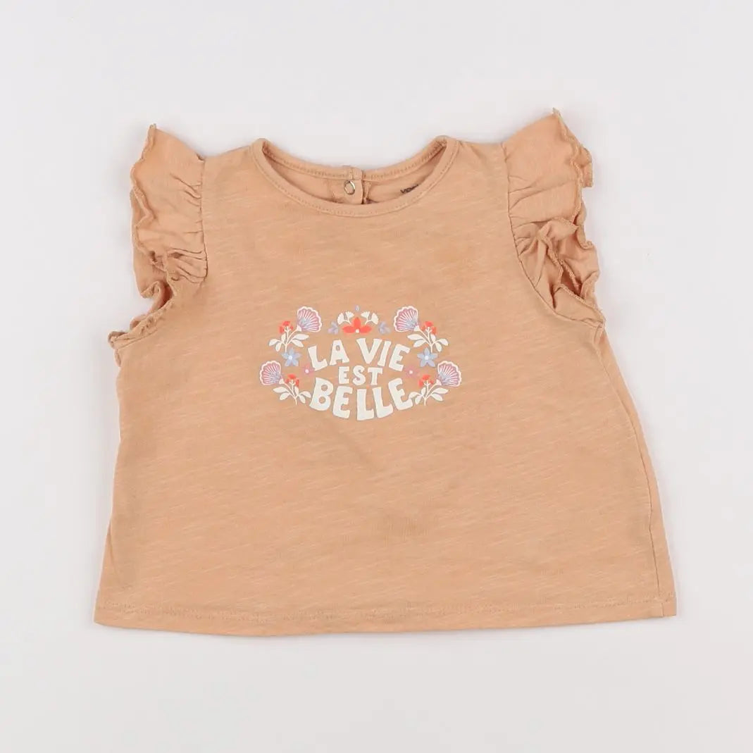 Vertbaudet - tee-shirt rose - 6 mois