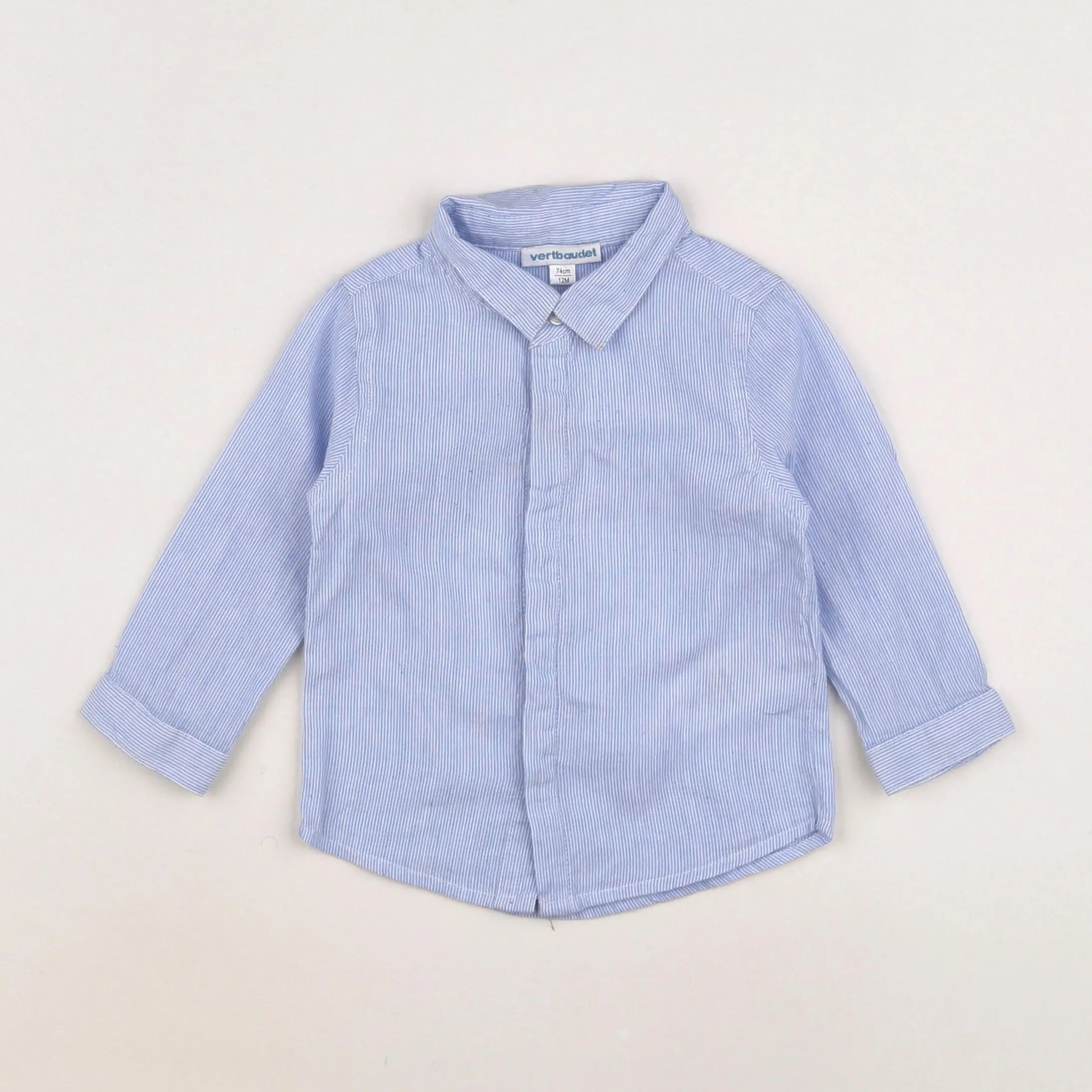 Vertbaudet - chemise bleu - 12 mois