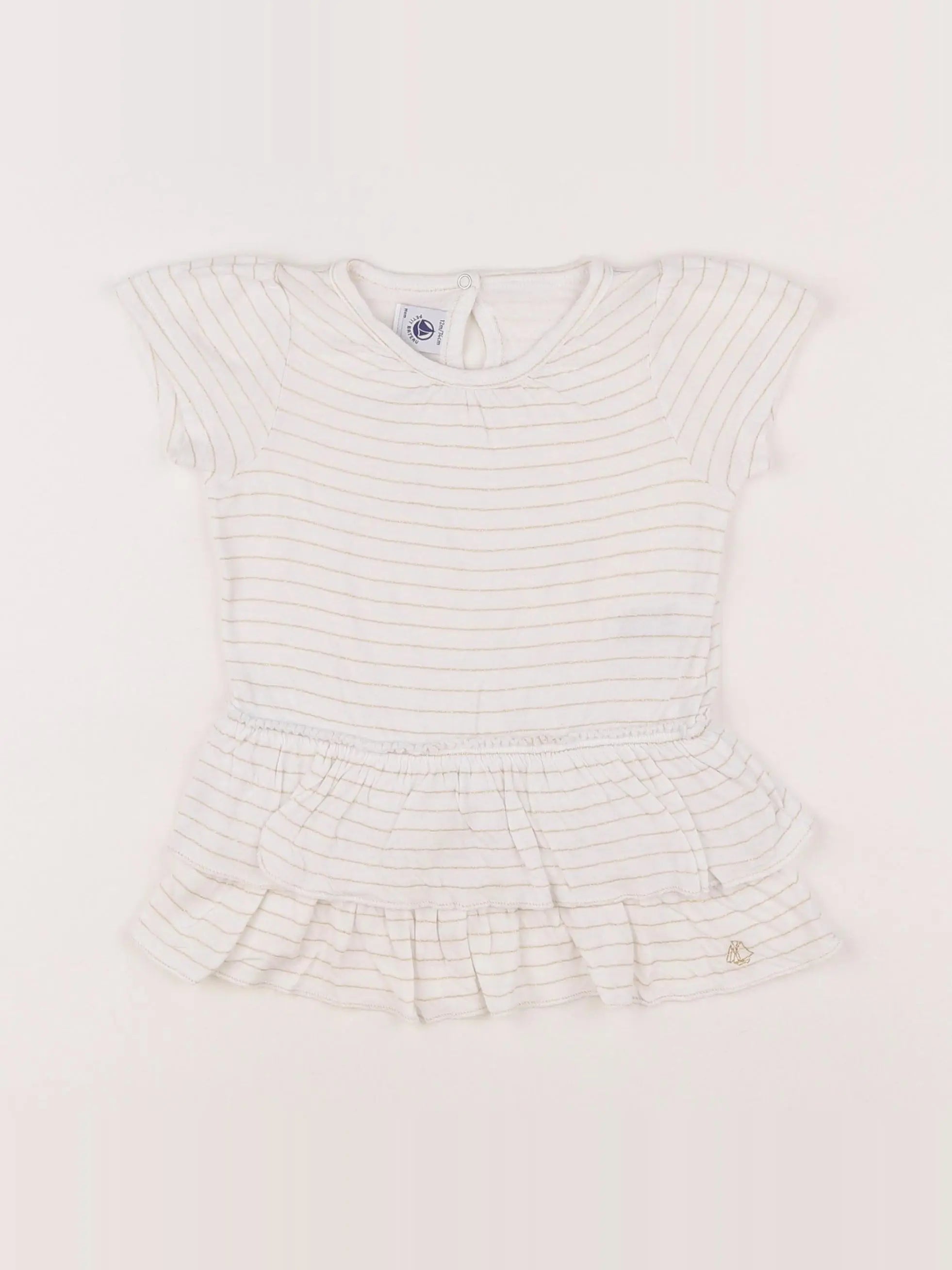 Petit Bateau - tee-shirt blanc, or - 12 mois